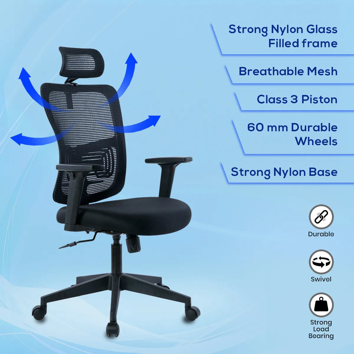 Kepler Brooks Ignis Ergonomic High Back Mesh Office Chair