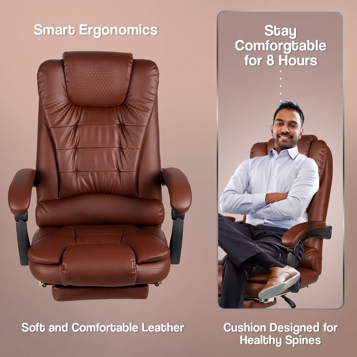 Kepler Brooks Italia High Back Leatherette ErgoSmart Office Chair