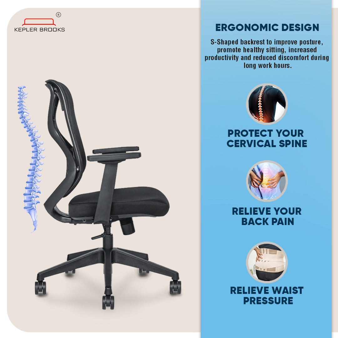 Kepler Brooks Marvel Ergonomic Mid Back Mesh Office Chair