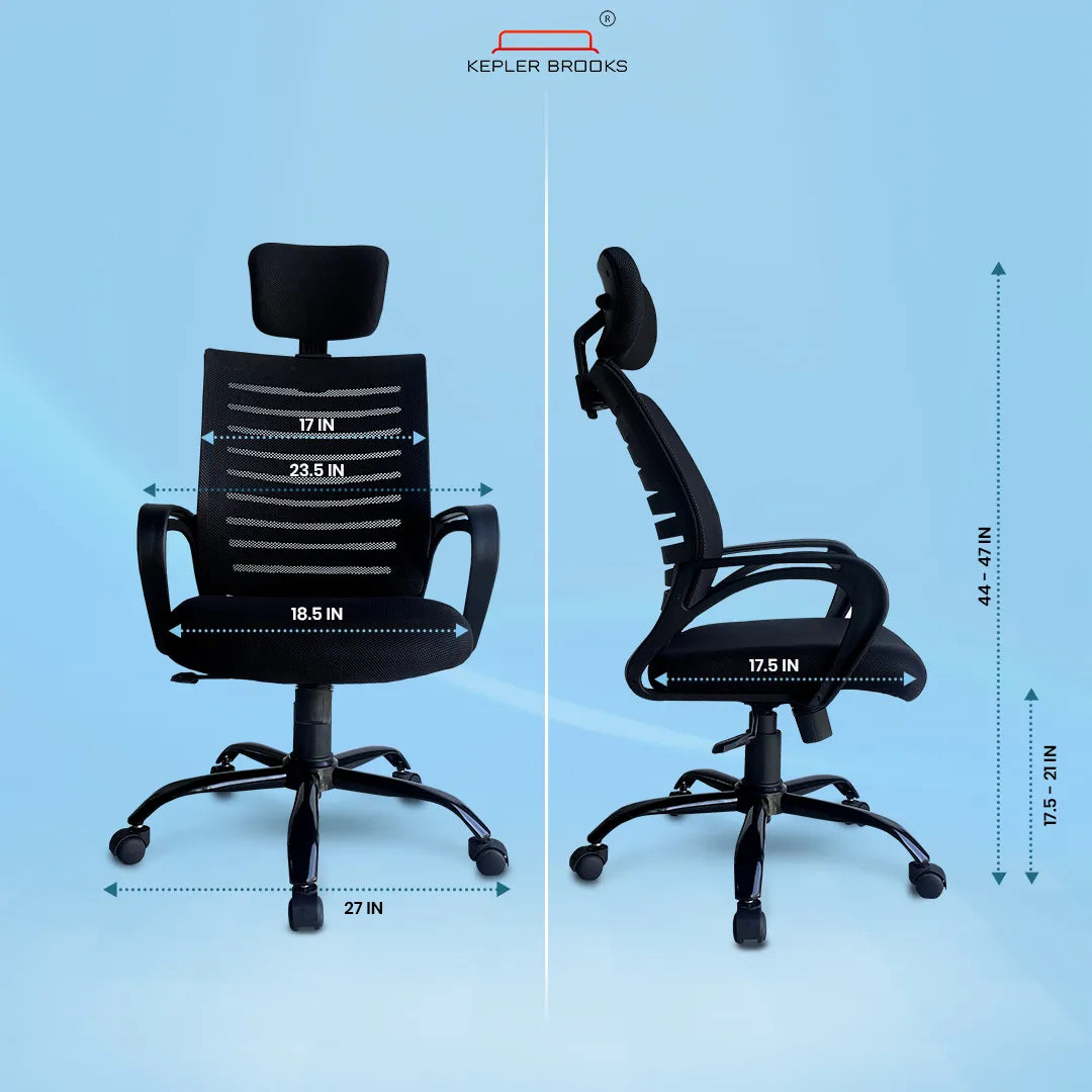 Kepler Brooks Aspira High Back Mesh Office Chair (Black)