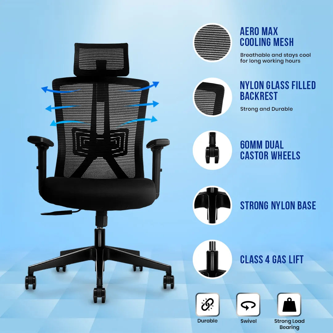 Kepler Brooks Regalia Ergonomic High Back Mesh Office Chair