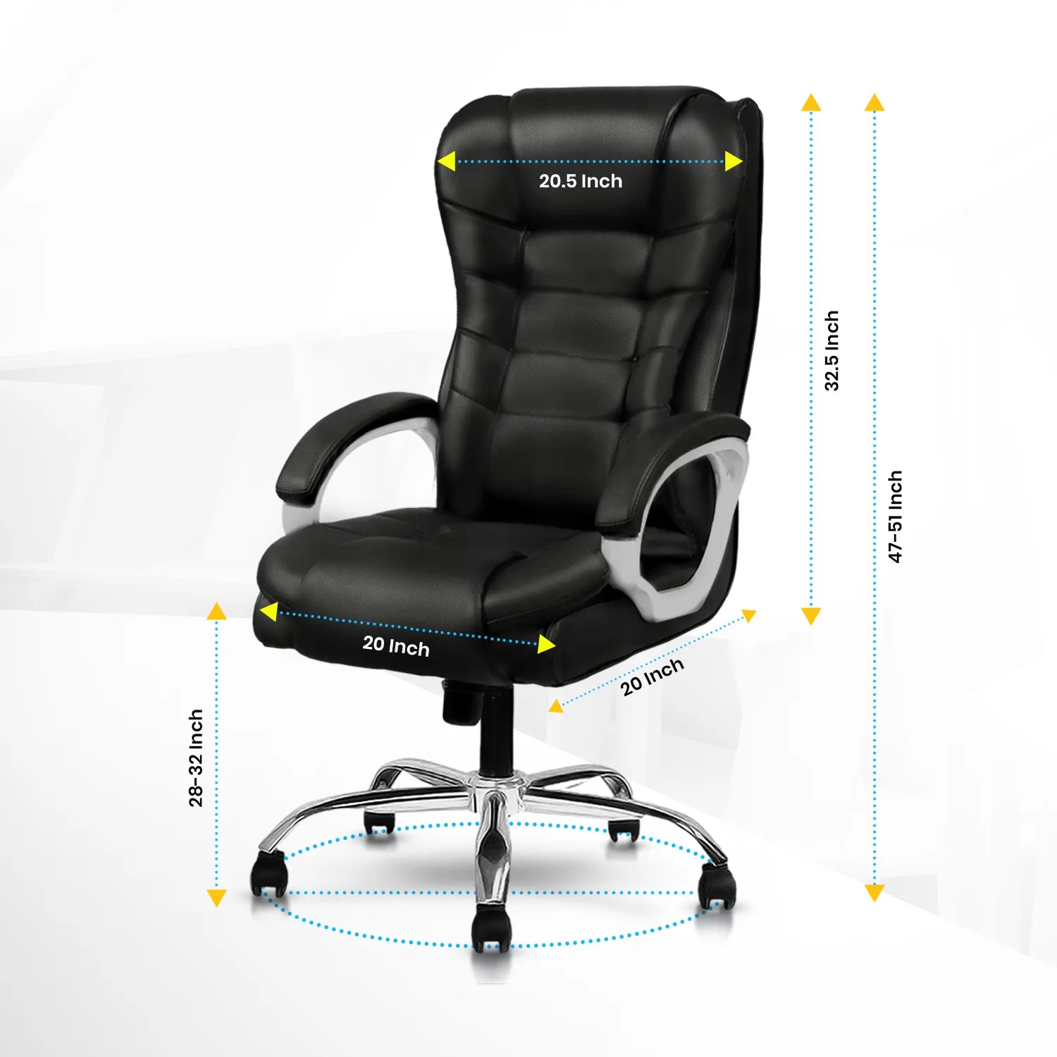 Kepler Brooks Amelia Premium Leatherette High Back Ergonomic Office/Desk Chair (Black)
