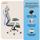 Kepler Brooks Marvel Pro Premium High Back Mesh Office Chair with Legrest (White Grey)