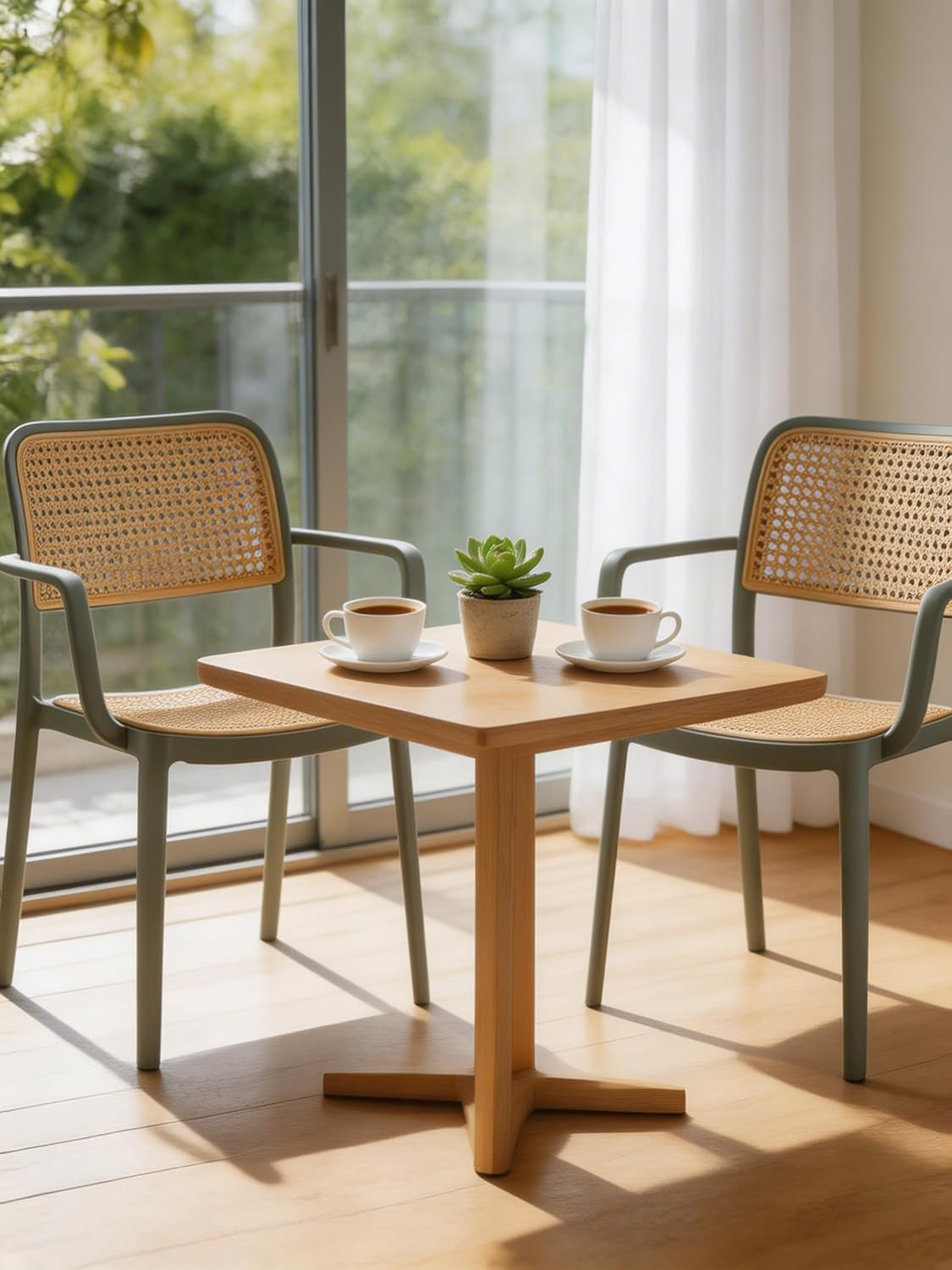 Kepler Brooks Zen Rattan Cafeteria Dining Chair with Arms