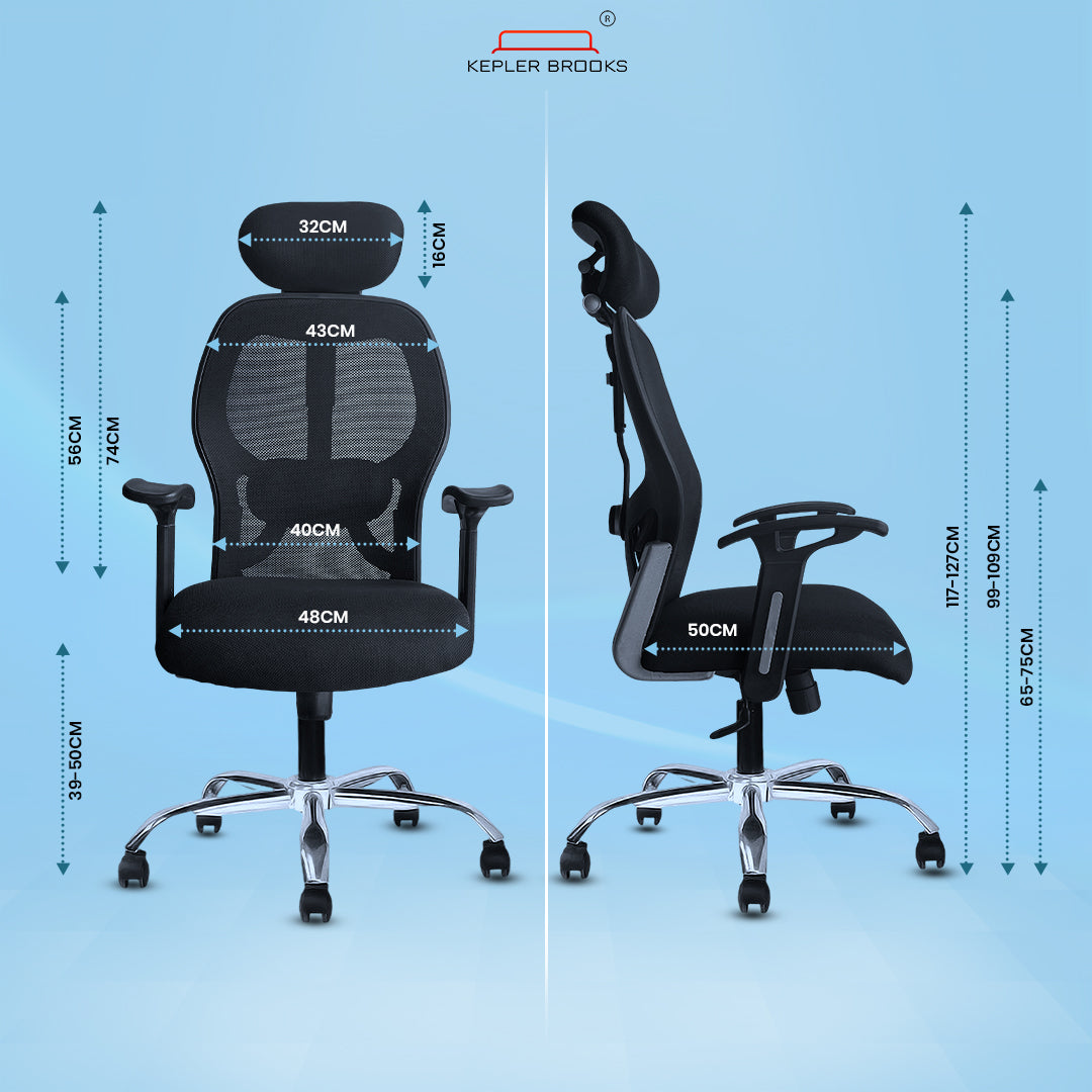 Kepler Brooks Nova Ergonomic High Back Mesh Office Chair (Black)