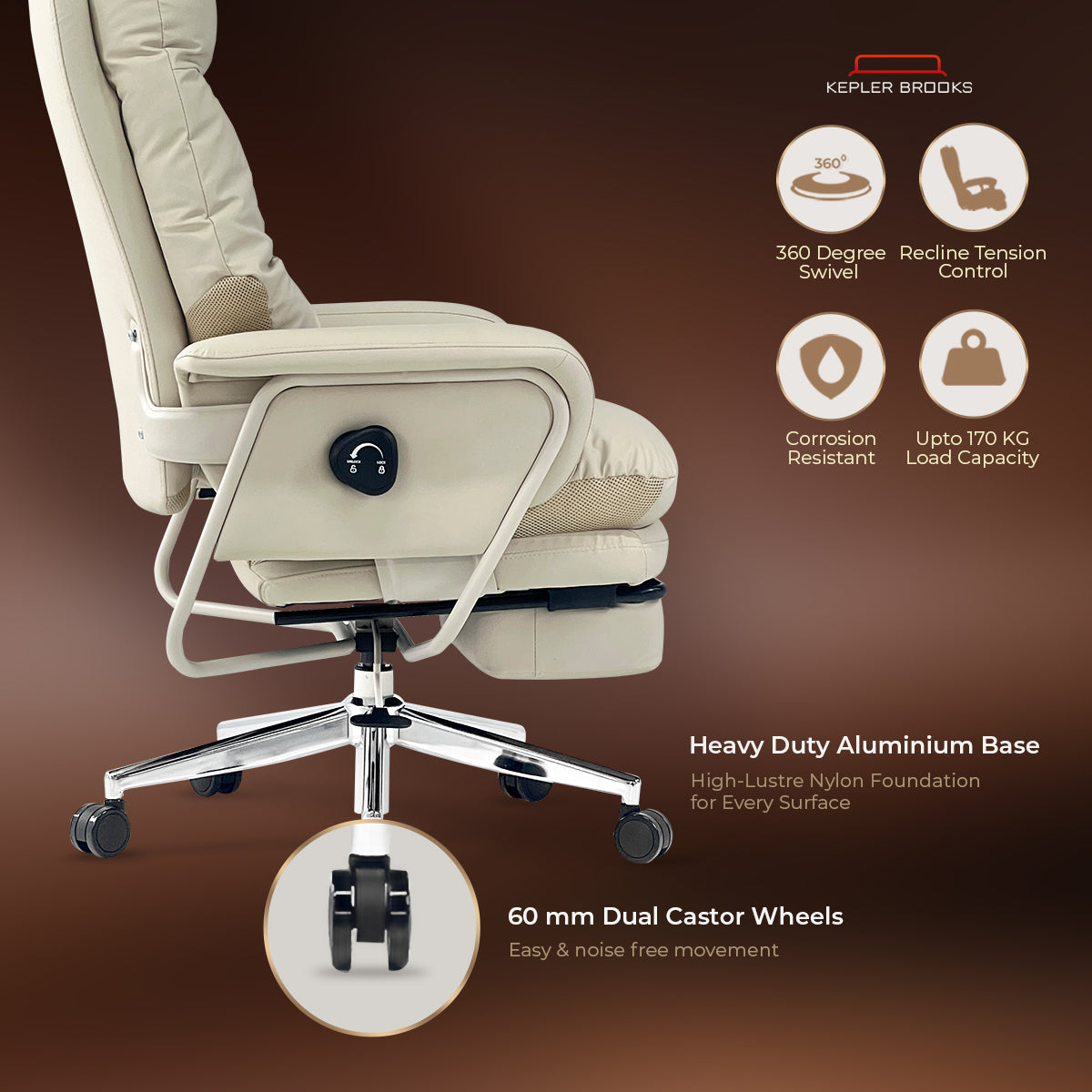 Kepler Brooks Divine High Back Premium Composite Leather Ergosmart Office Chair