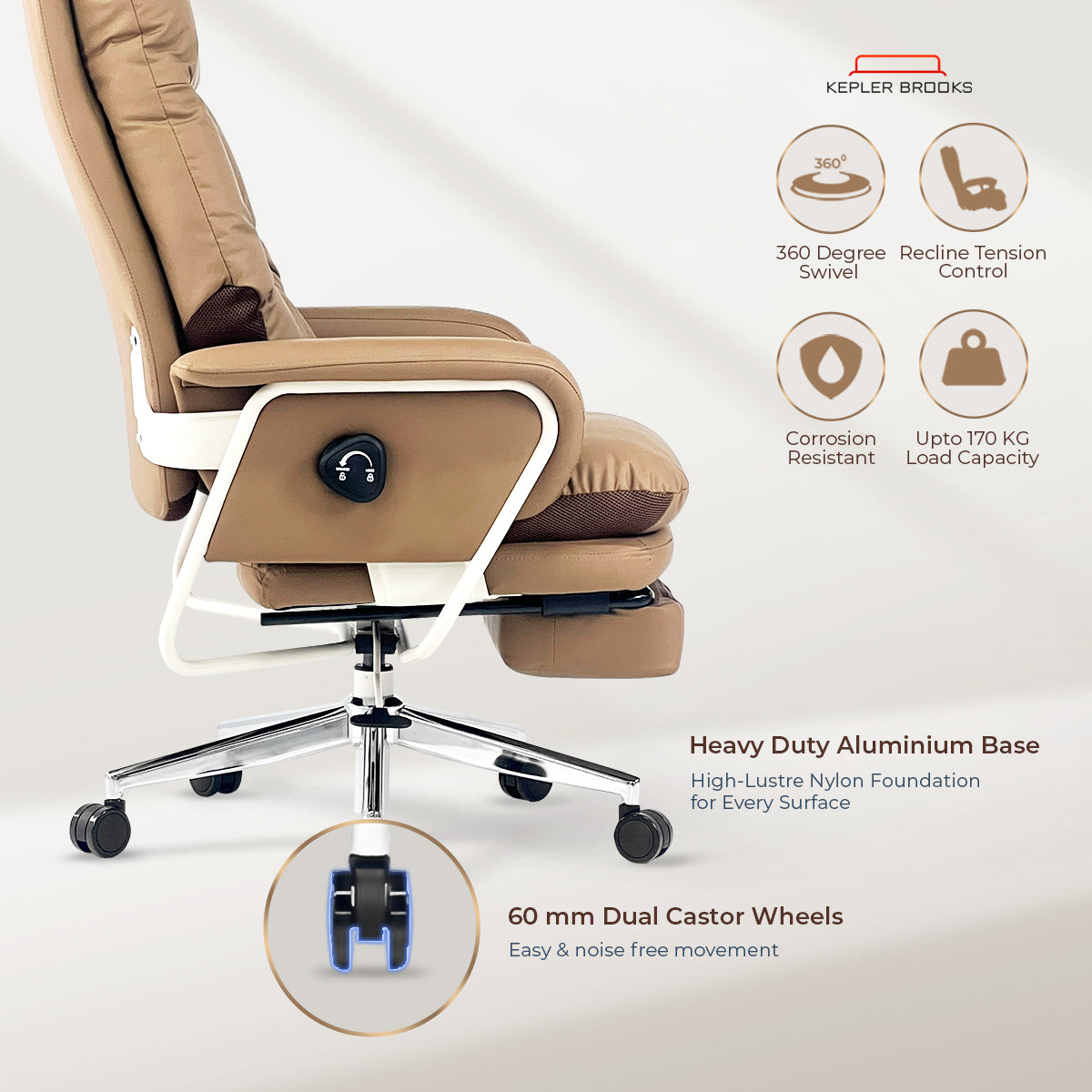 Kepler Brooks Divine High Back Premium Composite Leather Ergosmart Office Chair
