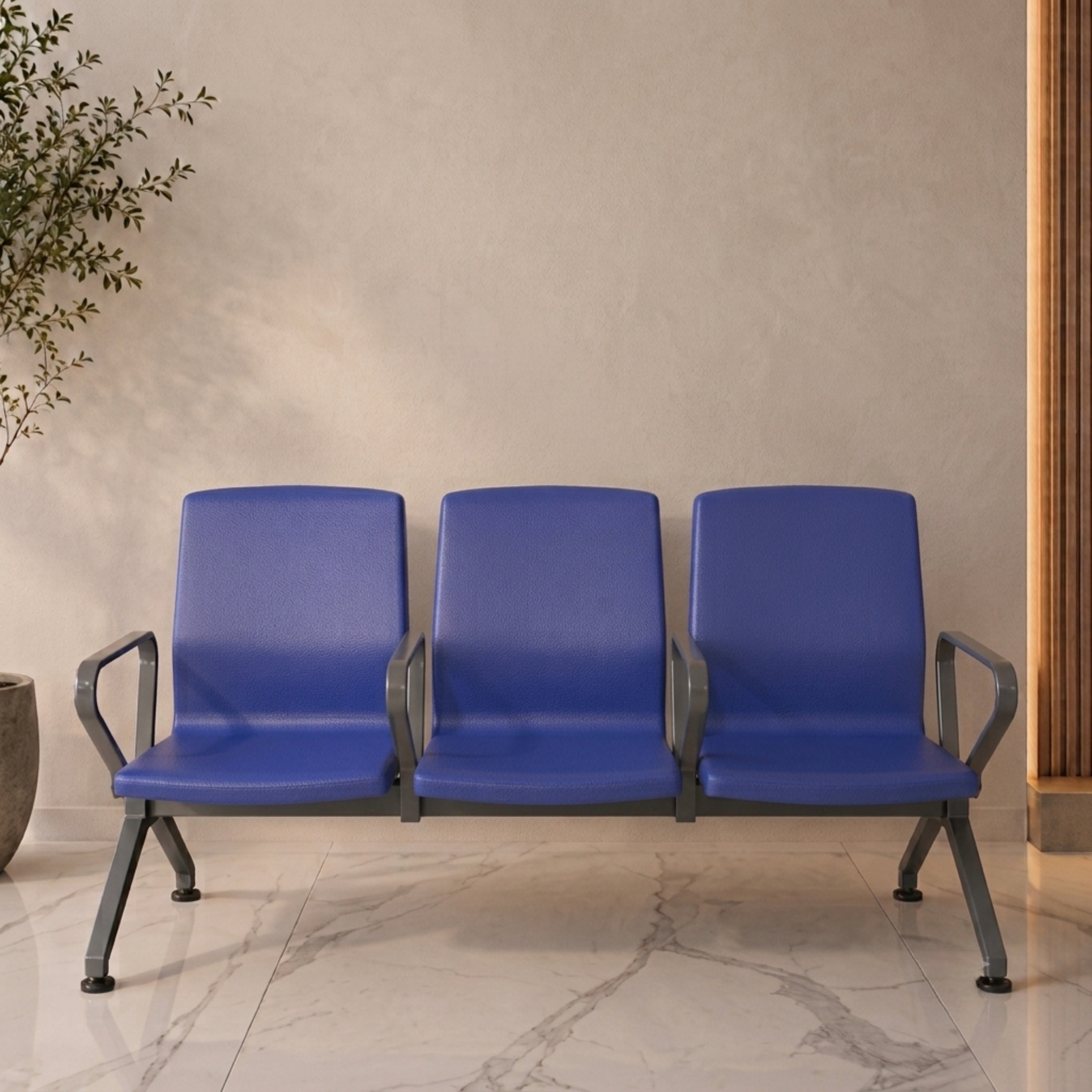 Kepler Brooks Verona Premium PU Waiting Chair with Mild Steel Frame and Centre Arms
