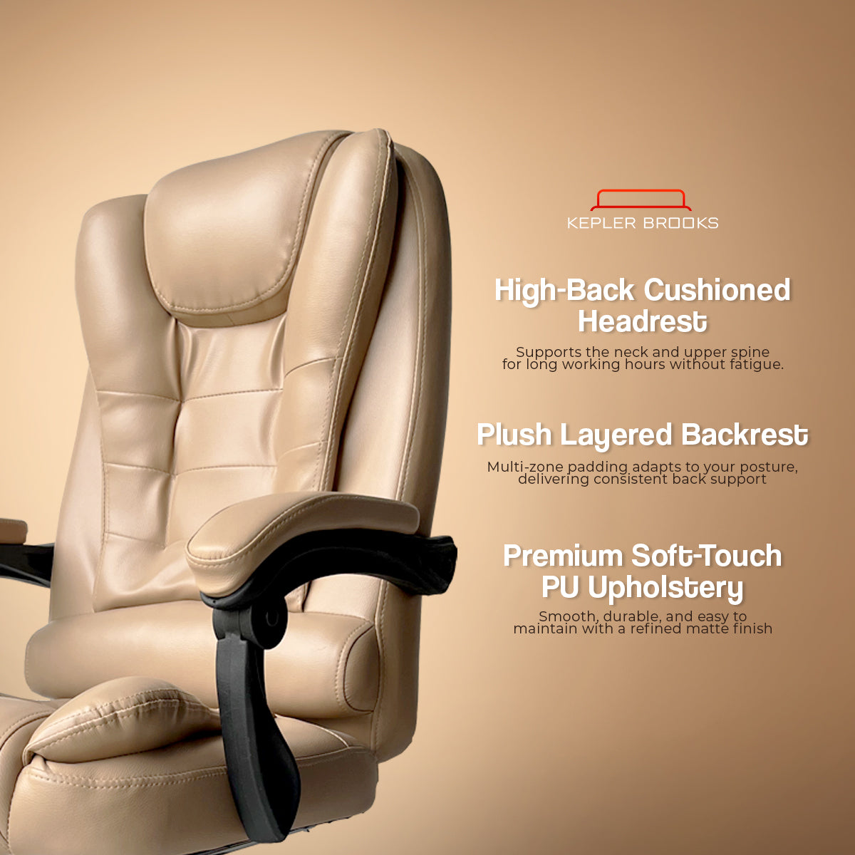 Kepler Brooks Italia High Back Leatherette ErgoSmart Office Chair