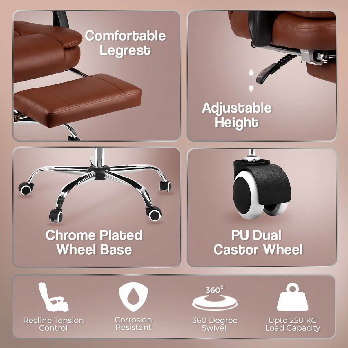 Kepler Brooks Italia High Back Leatherette ErgoSmart Office Chair