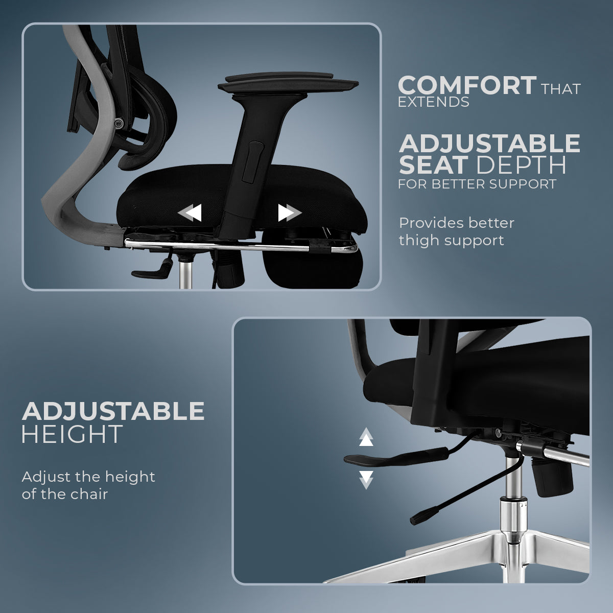 Kepler Brooks Vogue Pro Premium High Back Mesh Office Chair with Legrest