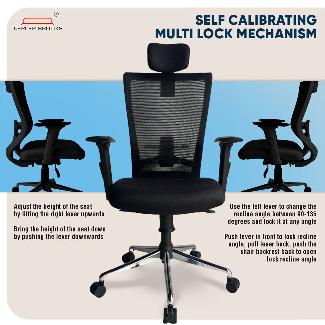 Kepler Brooks Nexa Premium High Back Mesh Office Chair