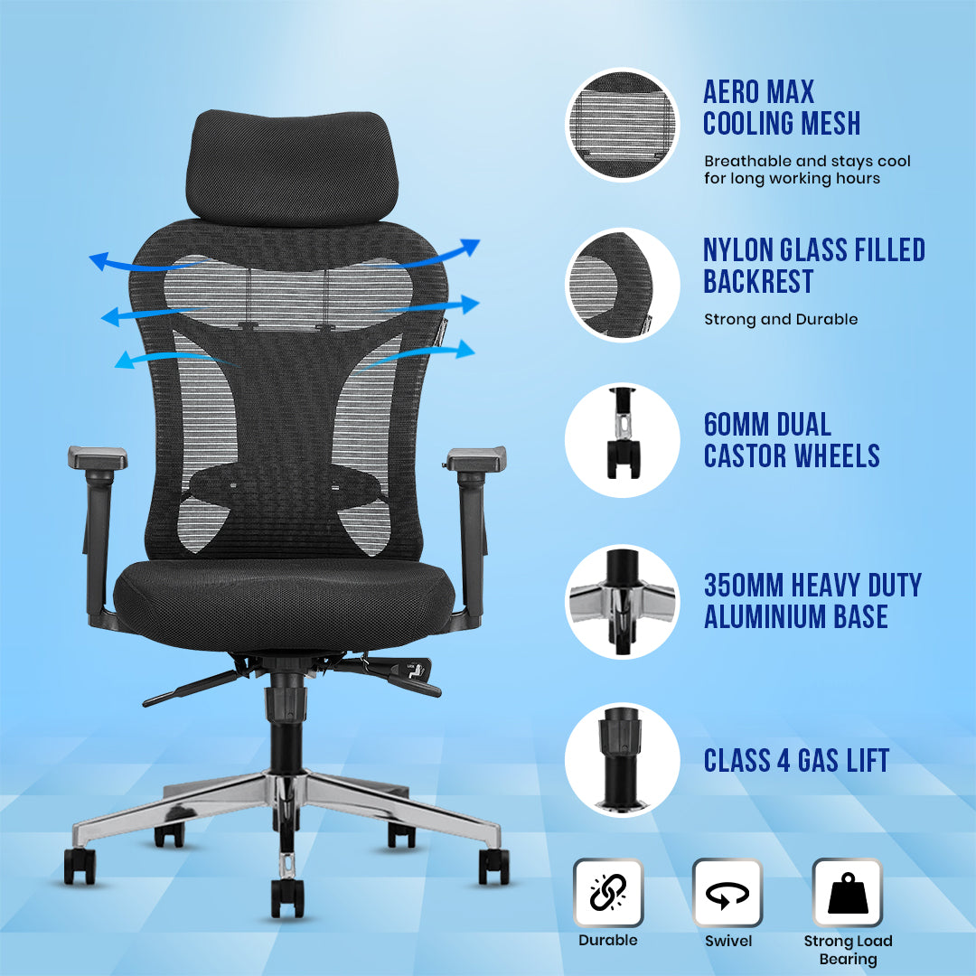 Kepler Brooks Vertex Premium High Back Mesh Office Chair