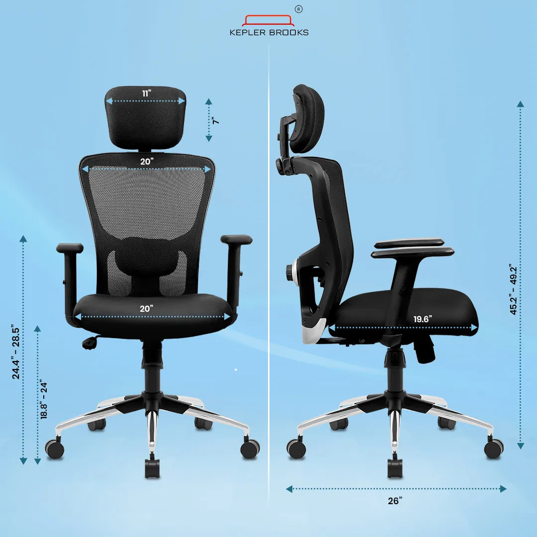 Kepler Brooks Zeus High Back Mesh Office Chair (Black)