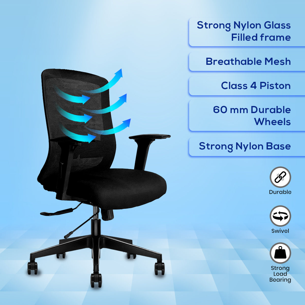 Kepler Brooks Eterna Premium Mid Back Mesh Office Chair