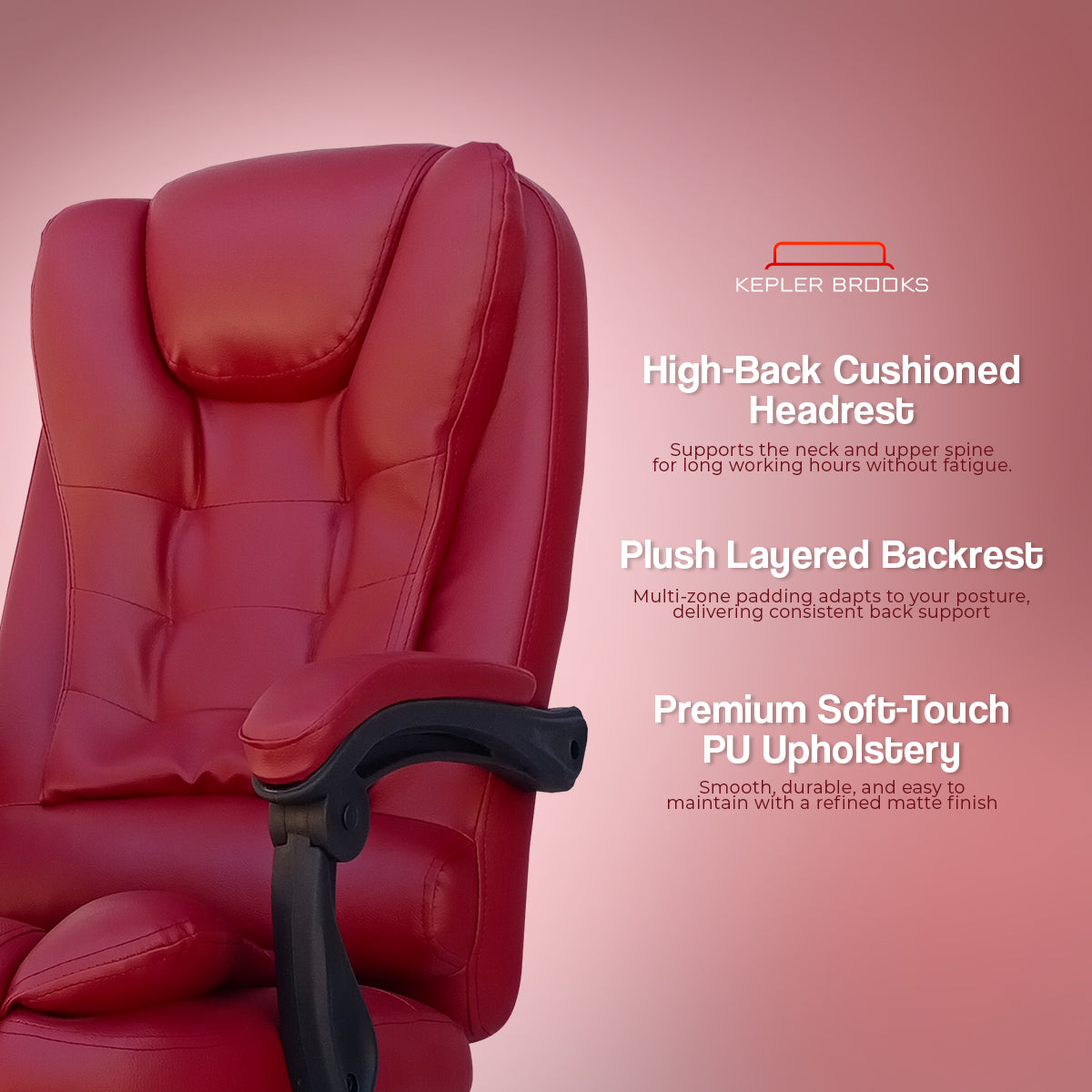 Kepler Brooks Italia High Back Leatherette ErgoSmart Office Chair