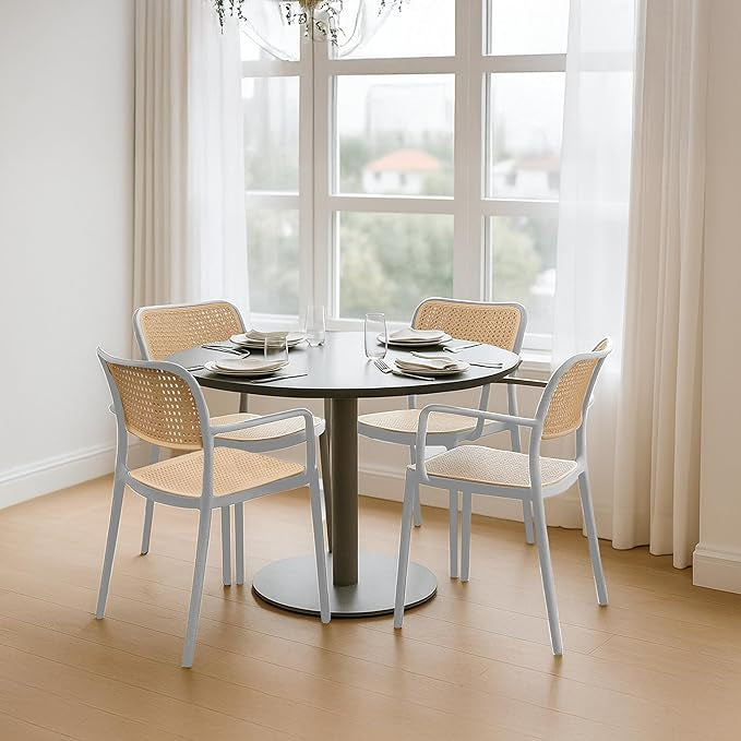 Kepler Brooks Zen Rattan Cafeteria Dining Chair with Arms