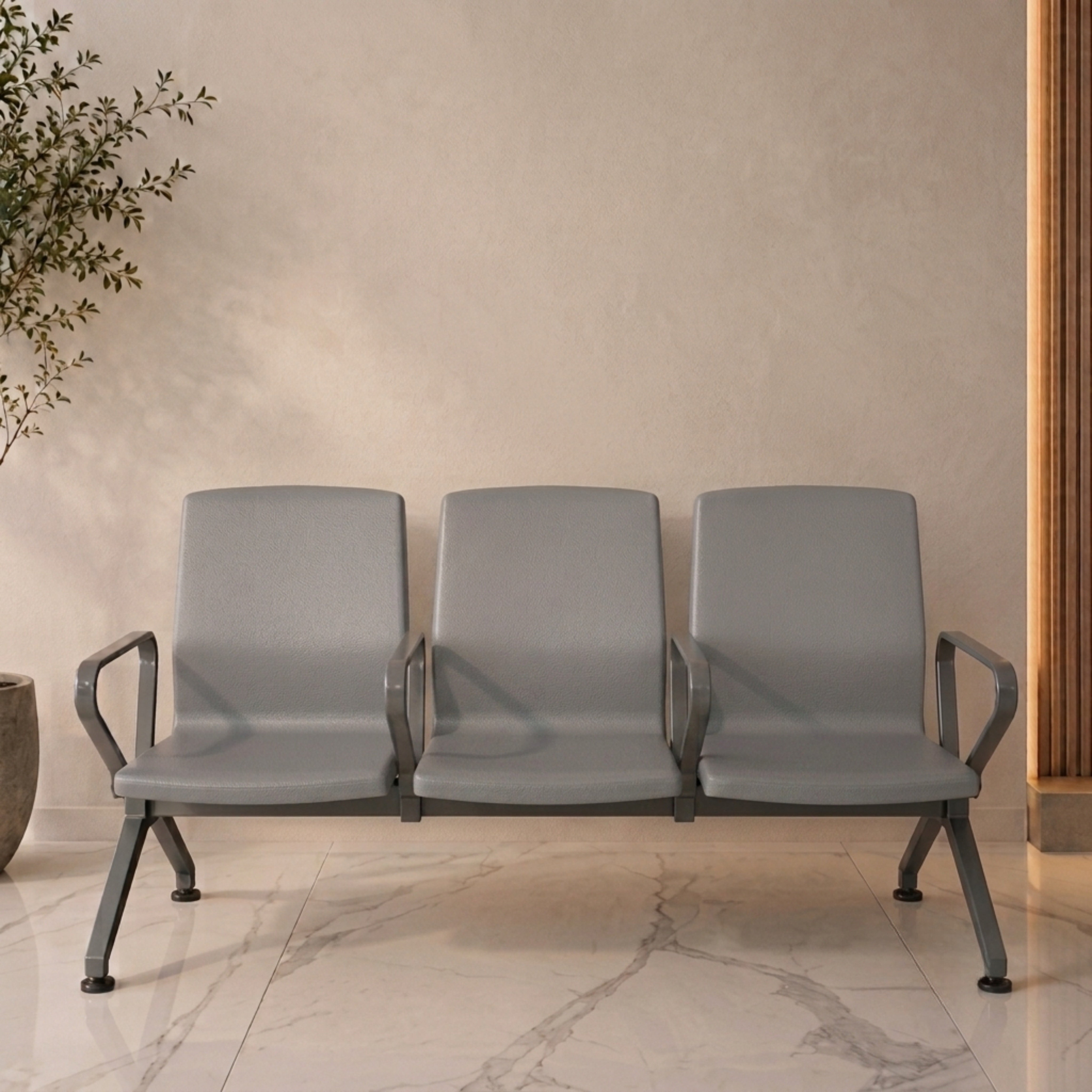 Kepler Brooks Verona Premium PU Waiting Chair with Mild Steel Frame and Centre Arms