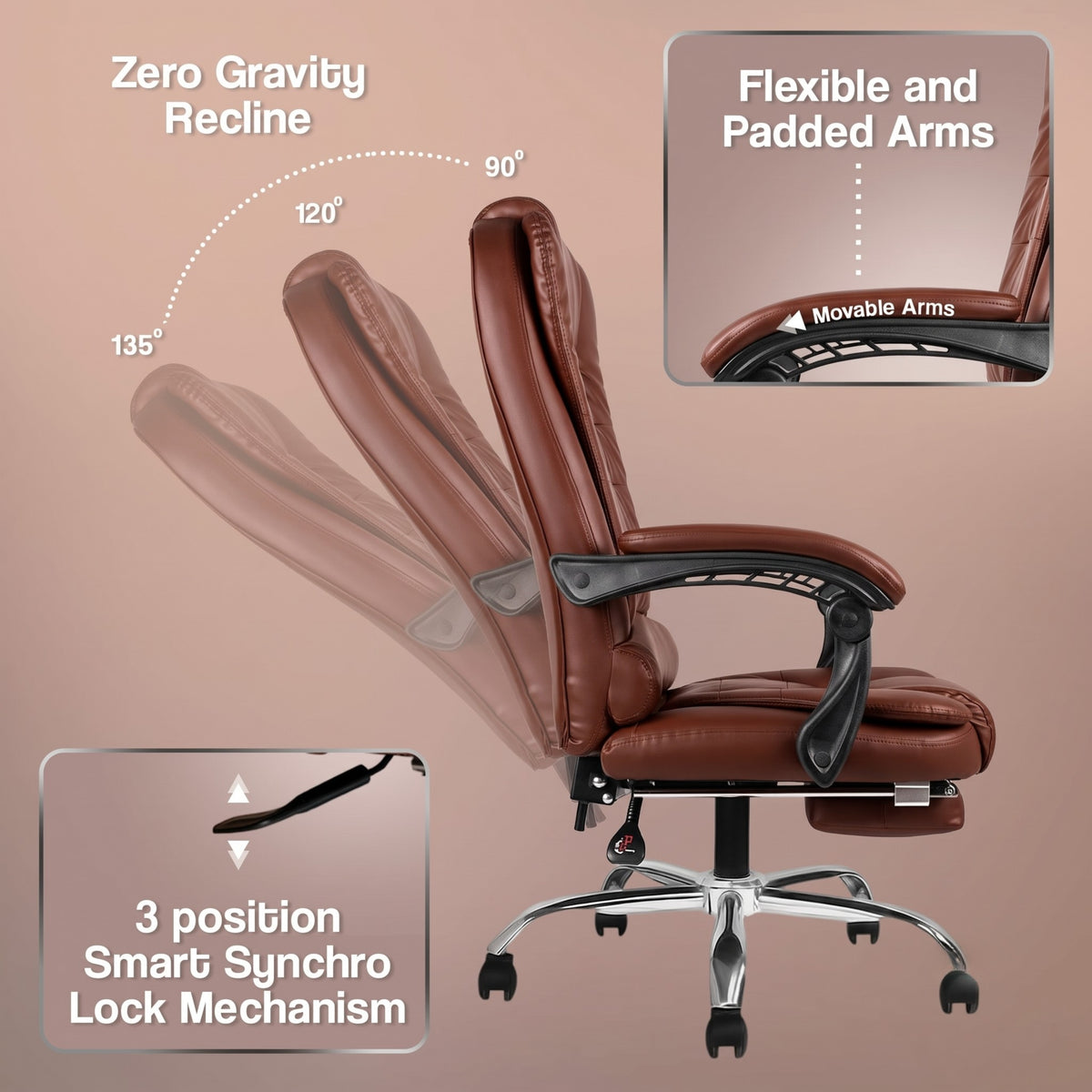 Kepler Brooks Italia High Back Leatherette ErgoSmart Office Chair