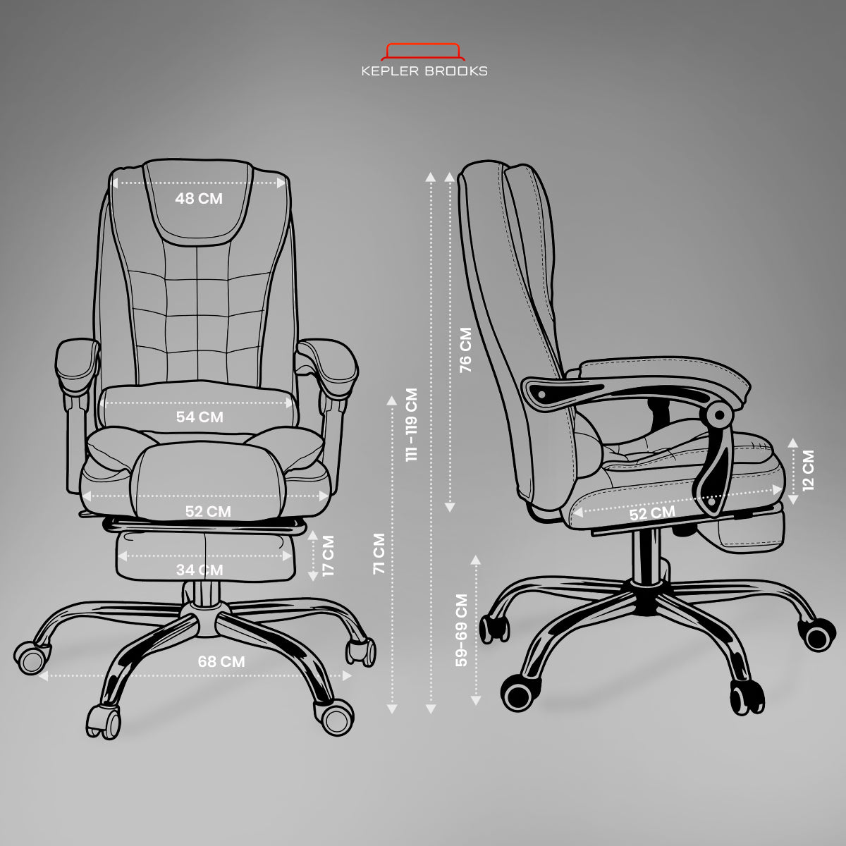 Kepler Brooks Italia High Back Leatherette ErgoSmart Office Chair