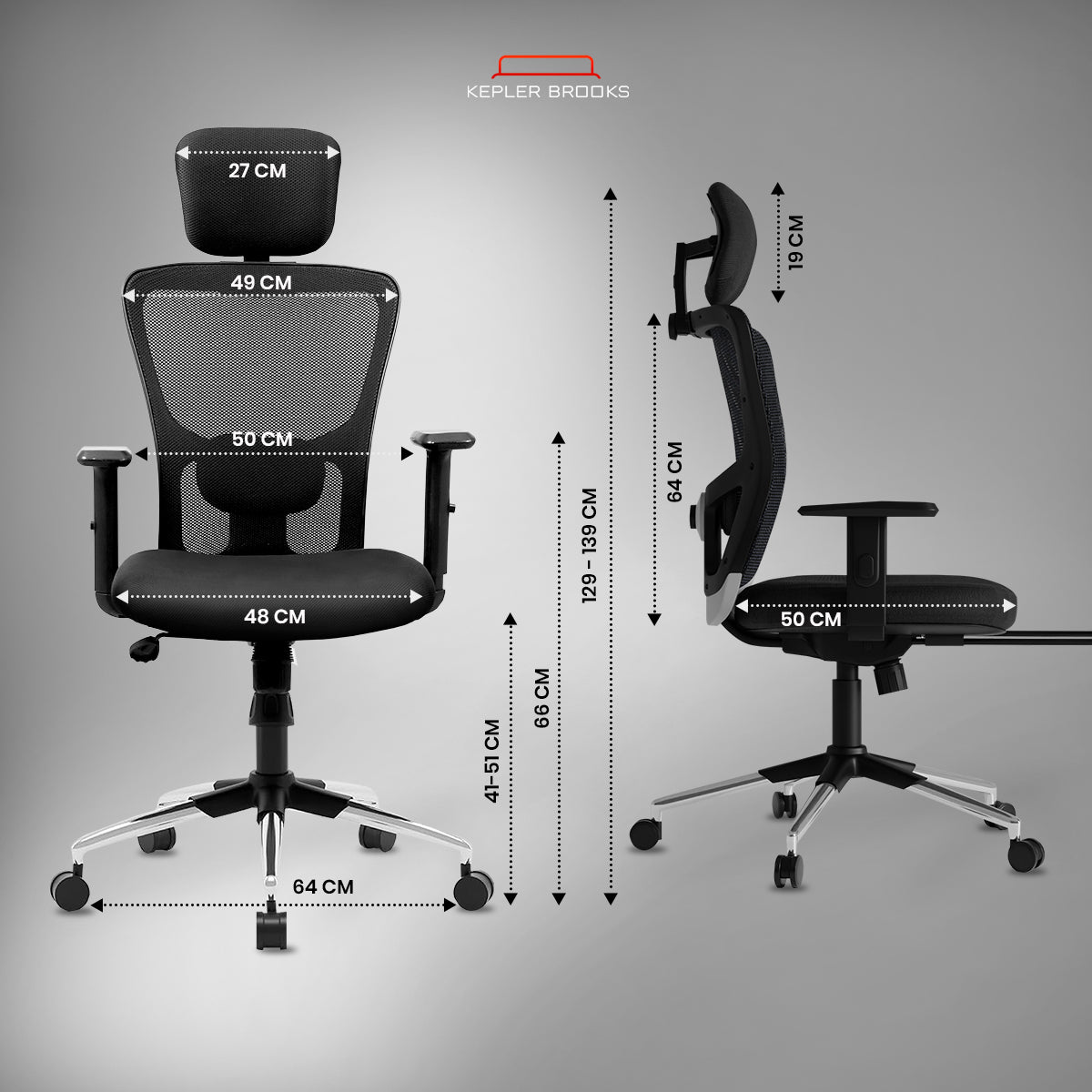 Kepler Brooks Zeus High Back Mesh Office Chair (Black)