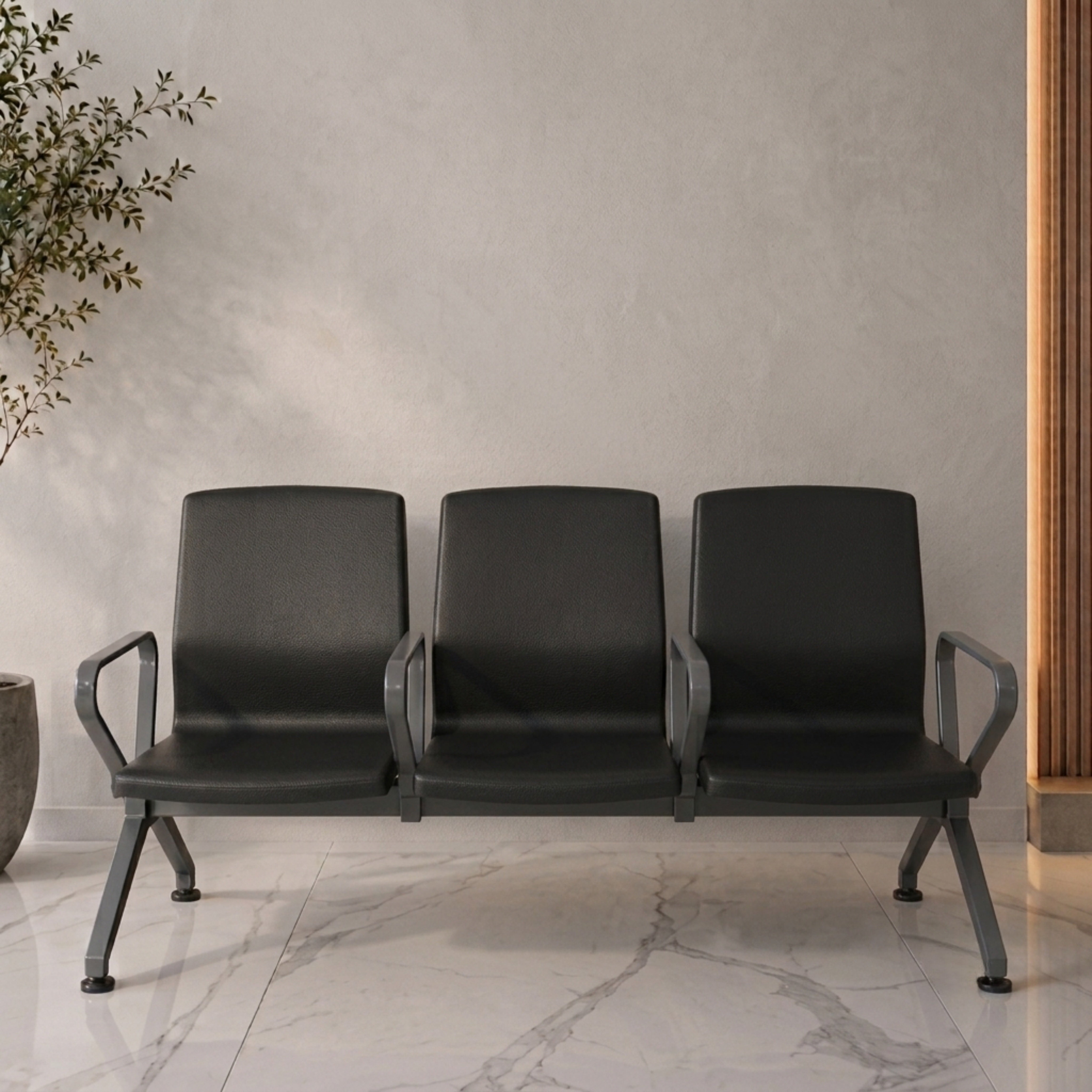 Kepler Brooks Verona Premium PU Waiting Chair with Mild Steel Frame and Centre Arms