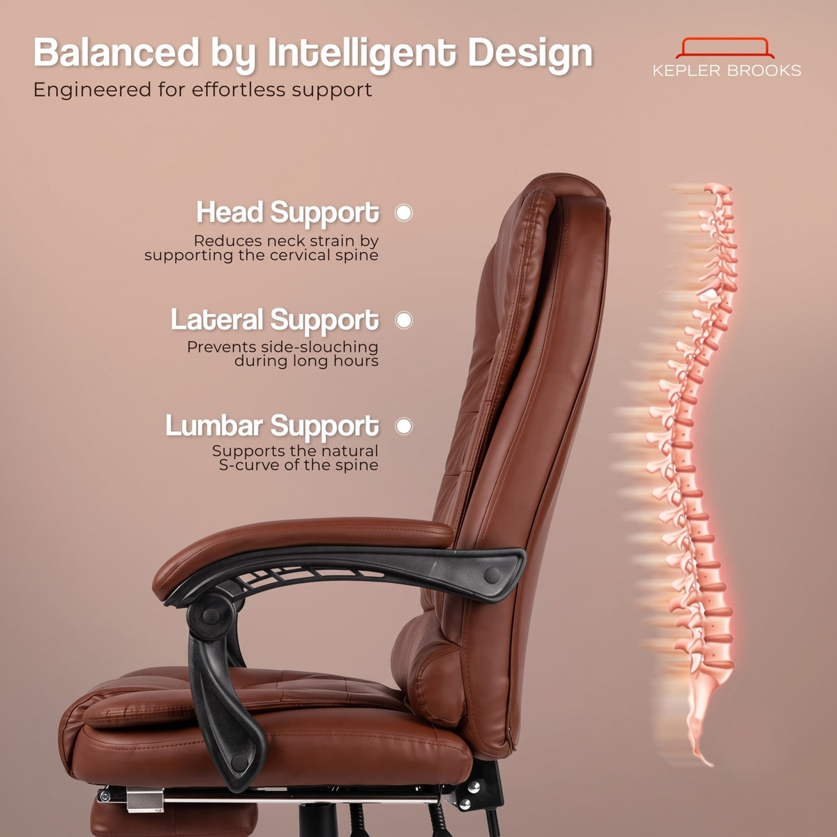 Kepler Brooks Italia High Back Leatherette ErgoSmart Office Chair