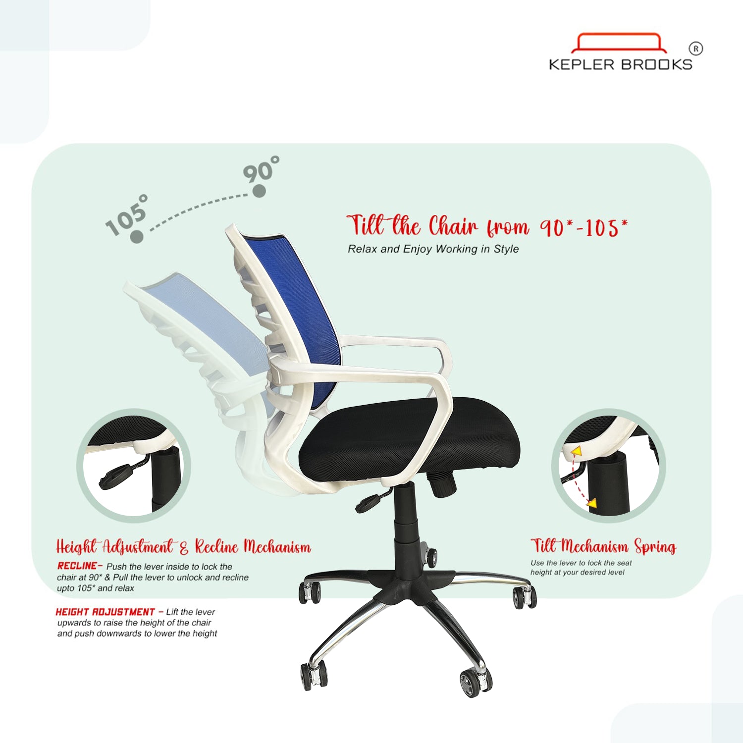 Kepler Brooks Dazzle Mid Back Mesh Office Chair