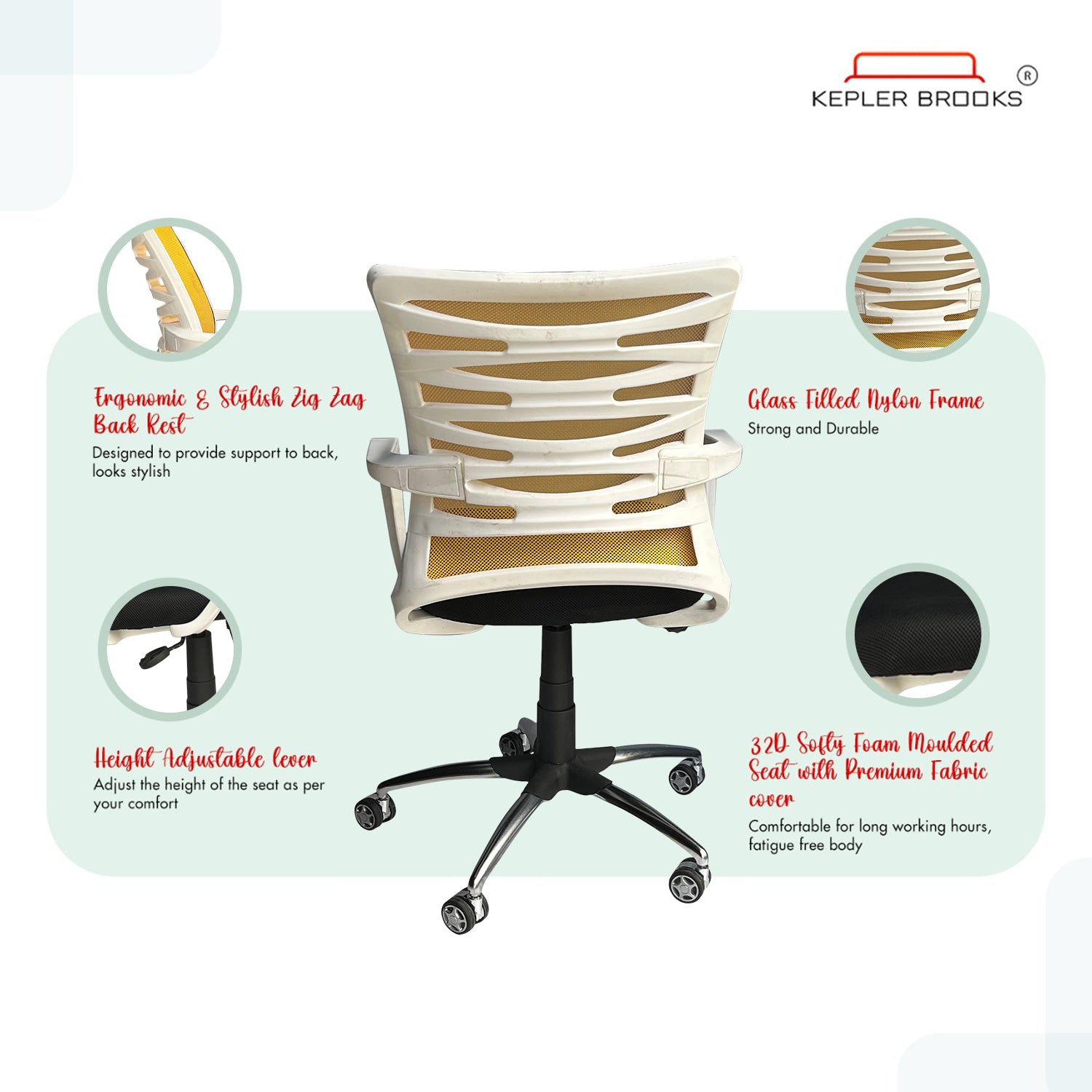 Kepler Brooks Dazzle Mid Back Mesh Office Chair