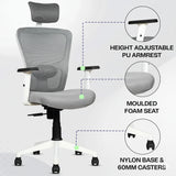 Kepler Brooks Zeus High Back Mesh Office Chair (White Frame)