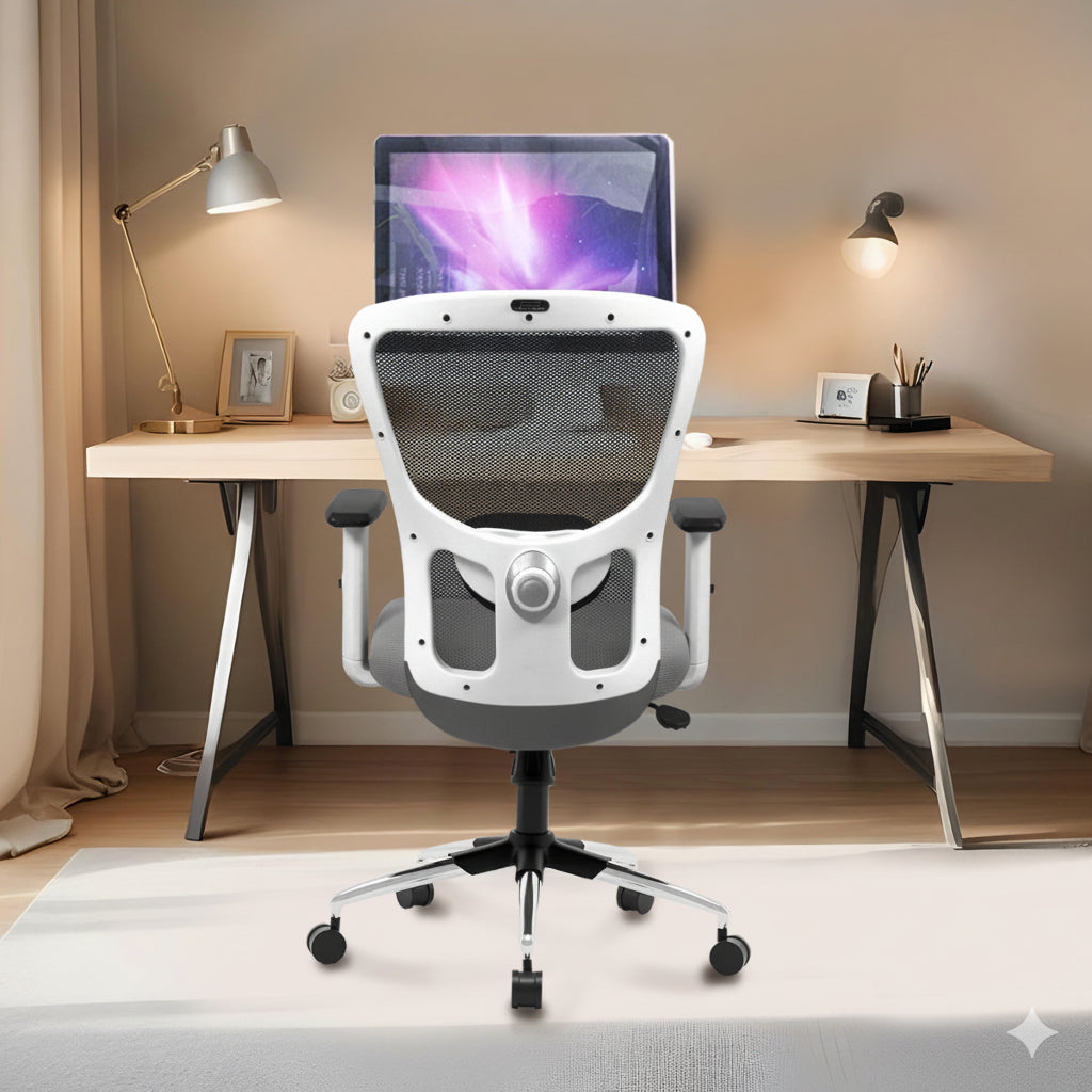 Kepler Brooks Zeus Mid Back Mesh Office Chair (White Frame)