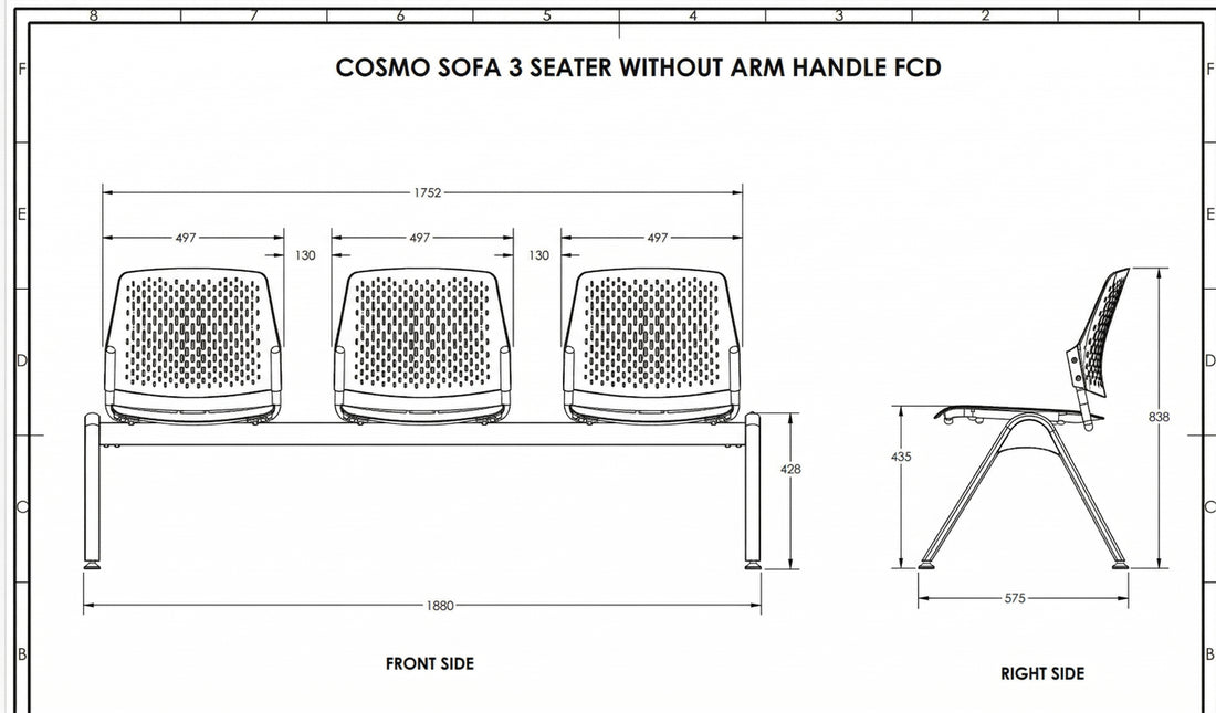 Kepler Brooks Cosmo Three Seater Waiting Chair