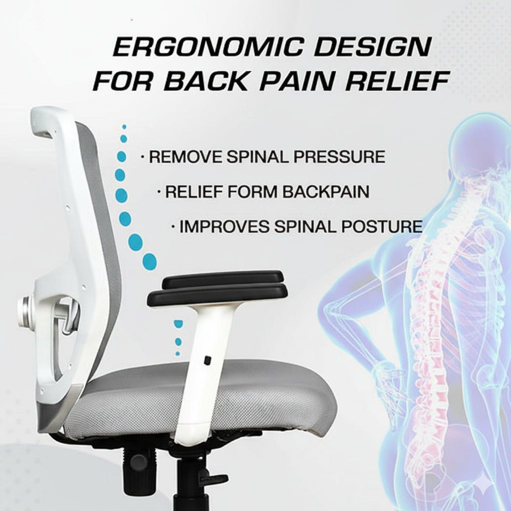 Kepler Brooks Zeus Mid Back Mesh Office Chair (White Frame)