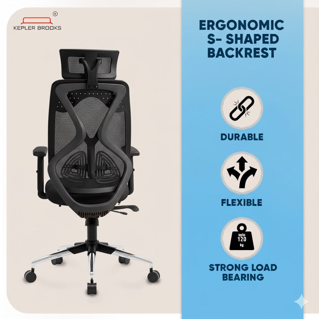 Kepler Brooks Marvel Pro Premium High Back Mesh Office Chair with Legrest