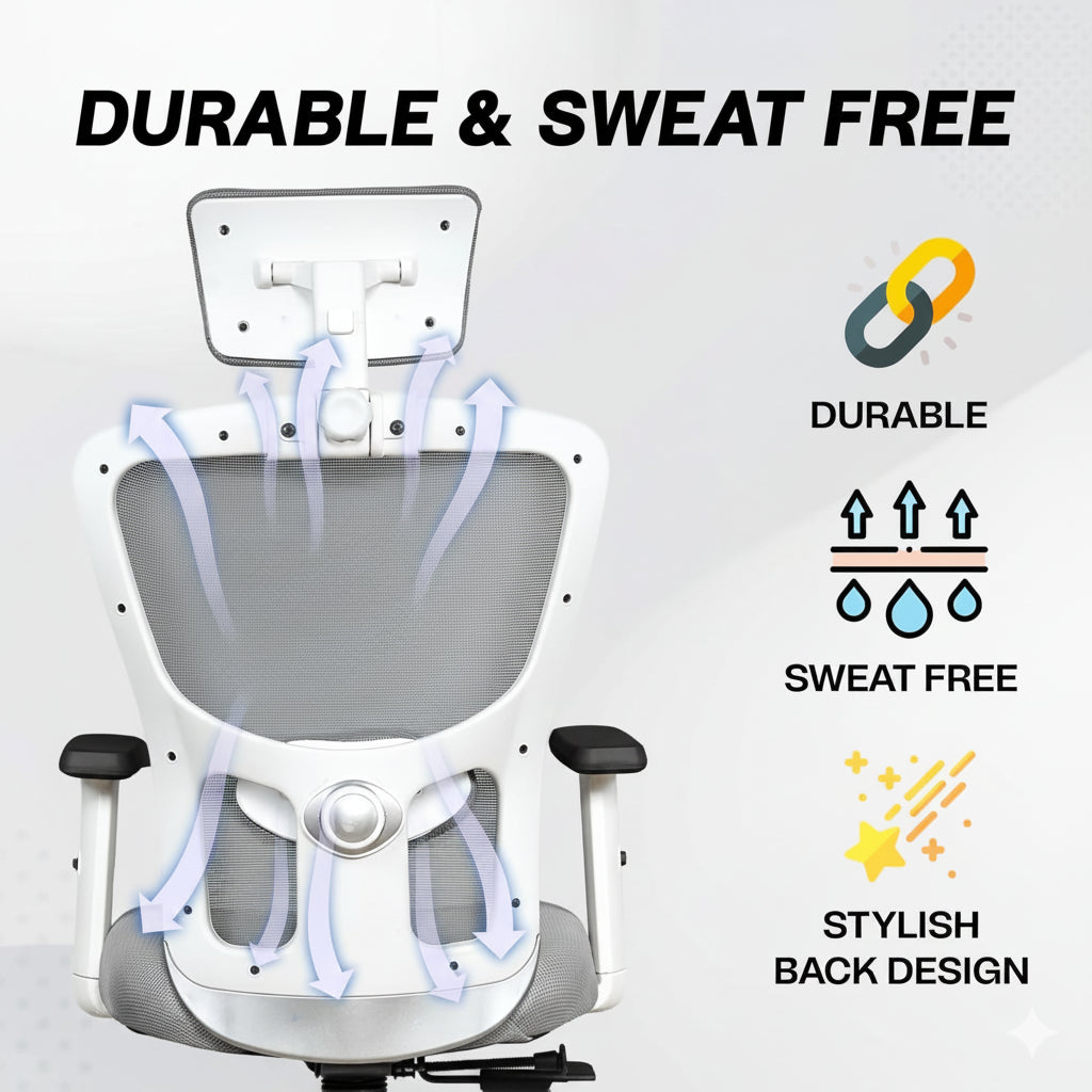 Kepler Brooks Zeus High Back Mesh Office Chair (White Frame)