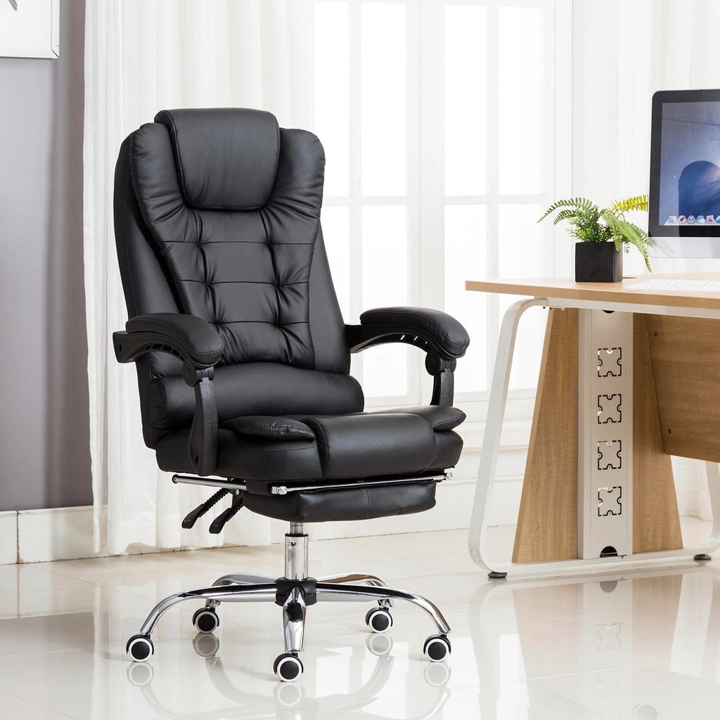Kepler Brooks Italia Leatherette Ergo Smart High Back Office Chair with Recliner Flexible Padded Arms Leg Rest with Multi Synchro Tilt Lock