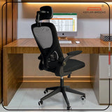Kepler Brooks Office Chair | 1 Year Warranty | Chair for Office Work at Home, High Back Office Chair, Ergonomic Chair, Computer Chair, Flip Up Armrests, Rocking Push Back Mechanism - Insignia (Black)