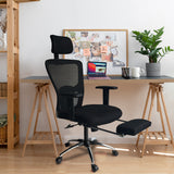 Kepler Brooks Office Chair |  Study Chair, Desk Chair with 2D Adjustable Arms, Adjustable Headrest & Lumbar, Retractable Footrest & Multi Synchro Lock- Zeus Pro- Black
