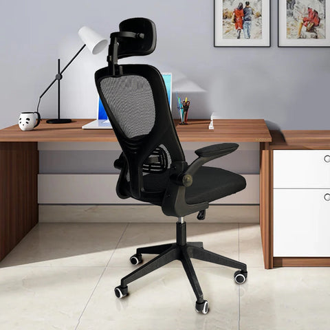Kepler Brooks Office Chair | 1 Year Warranty | Chair for Office Work at Home, High Back Office Chair, Ergonomic Chair, Computer Chair, Flip Up Armrests, Rocking Push Back Mechanism - Insignia (Black)