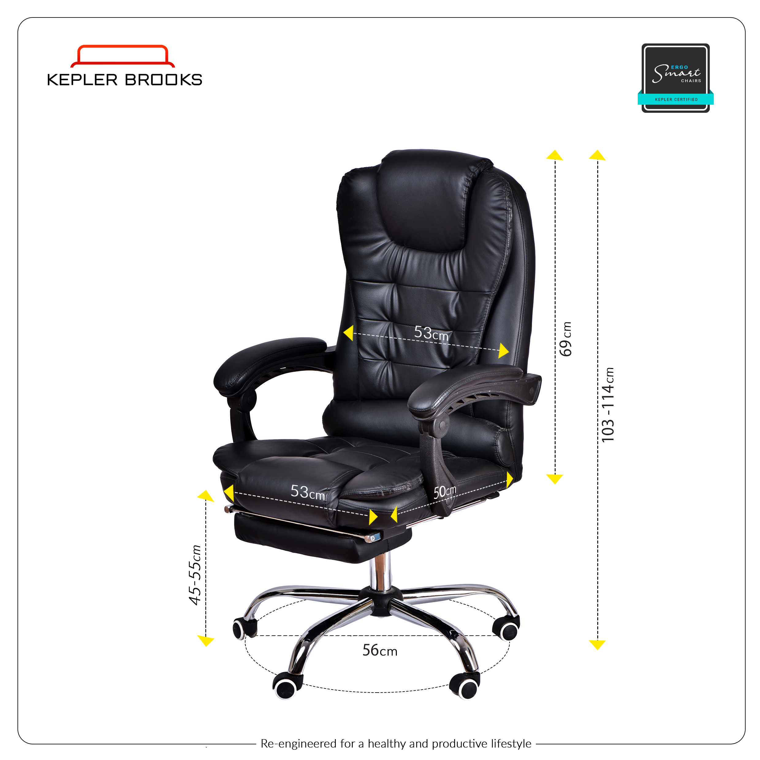 Kepler Brooks Italia High Back Leatherette ErgoSmart Office Chair