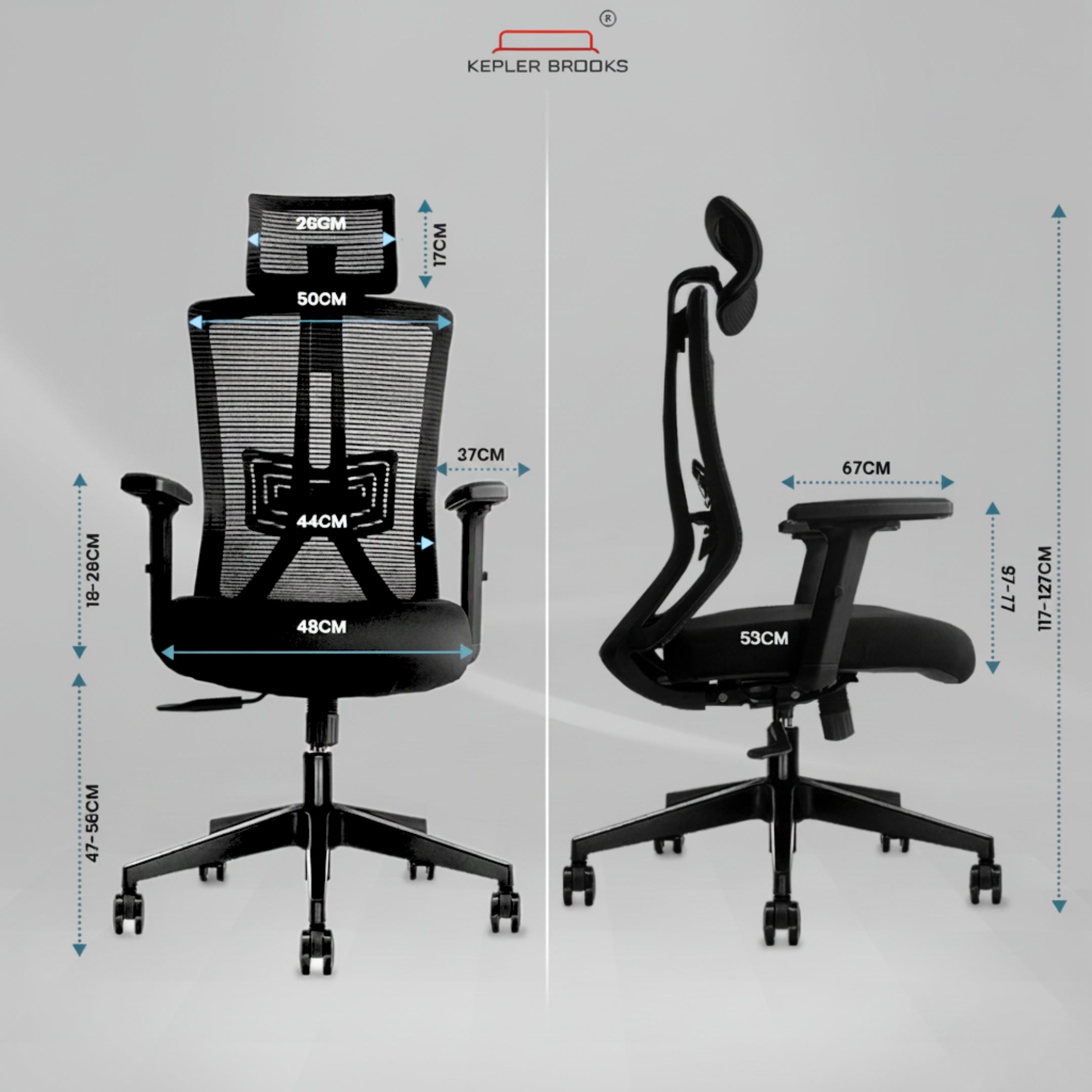 Kepler Brooks Regalia Ergonomic High Back Mesh Office Chair