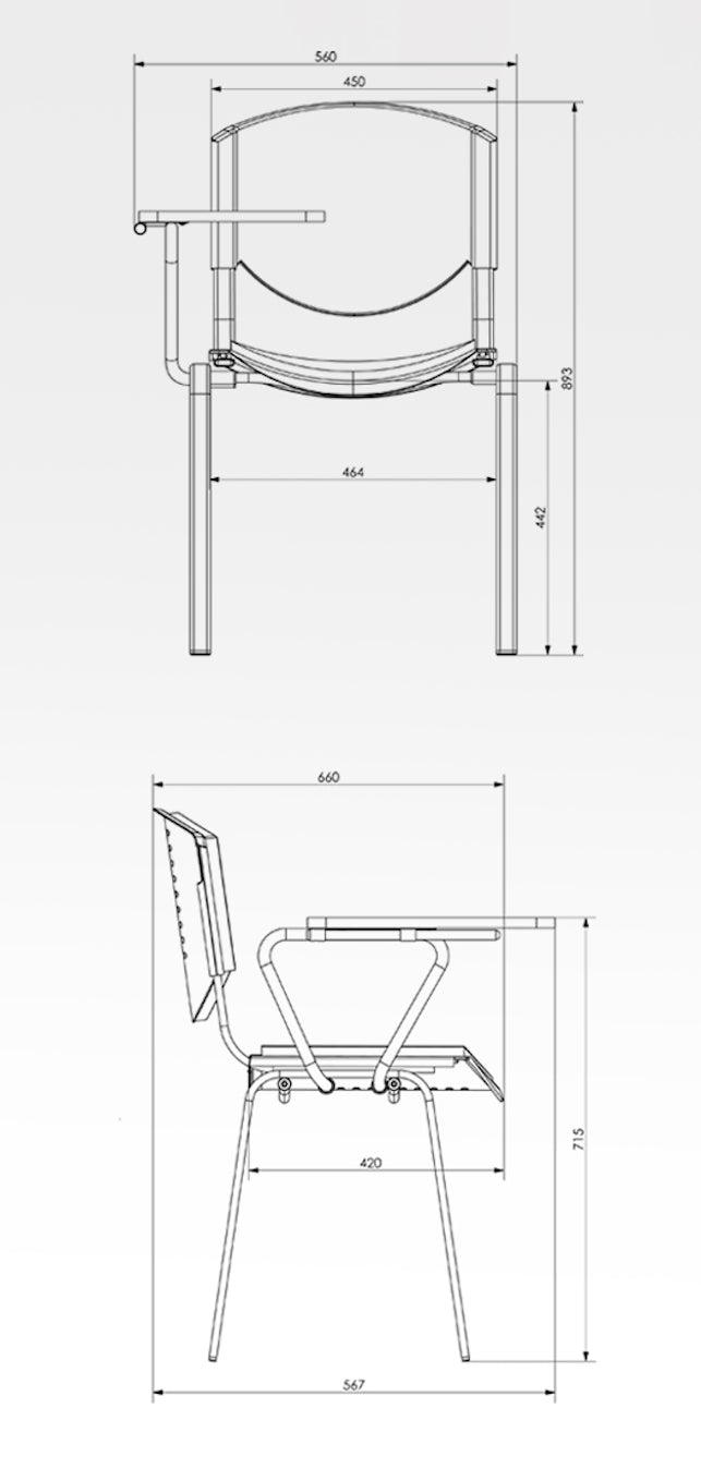 Kepler Brooks Tectra Training Chair with Writing Pad