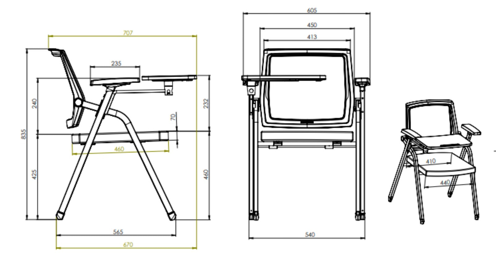 Kepler Brooks Avanta Training Chair with Writing Pad