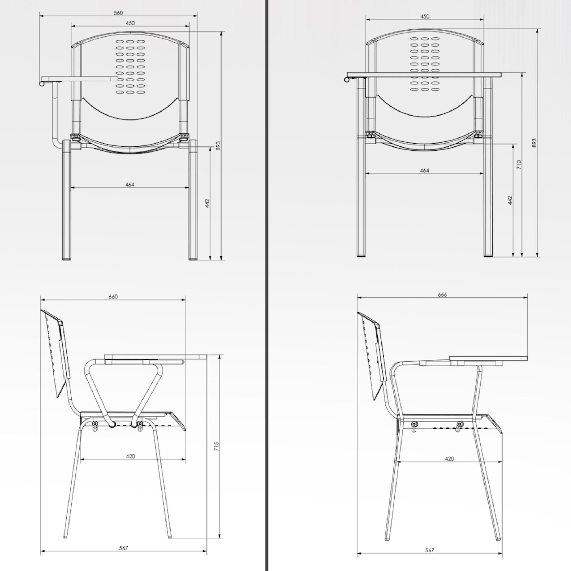 Kepler Brooks Strato Training Chair with Writing Pad