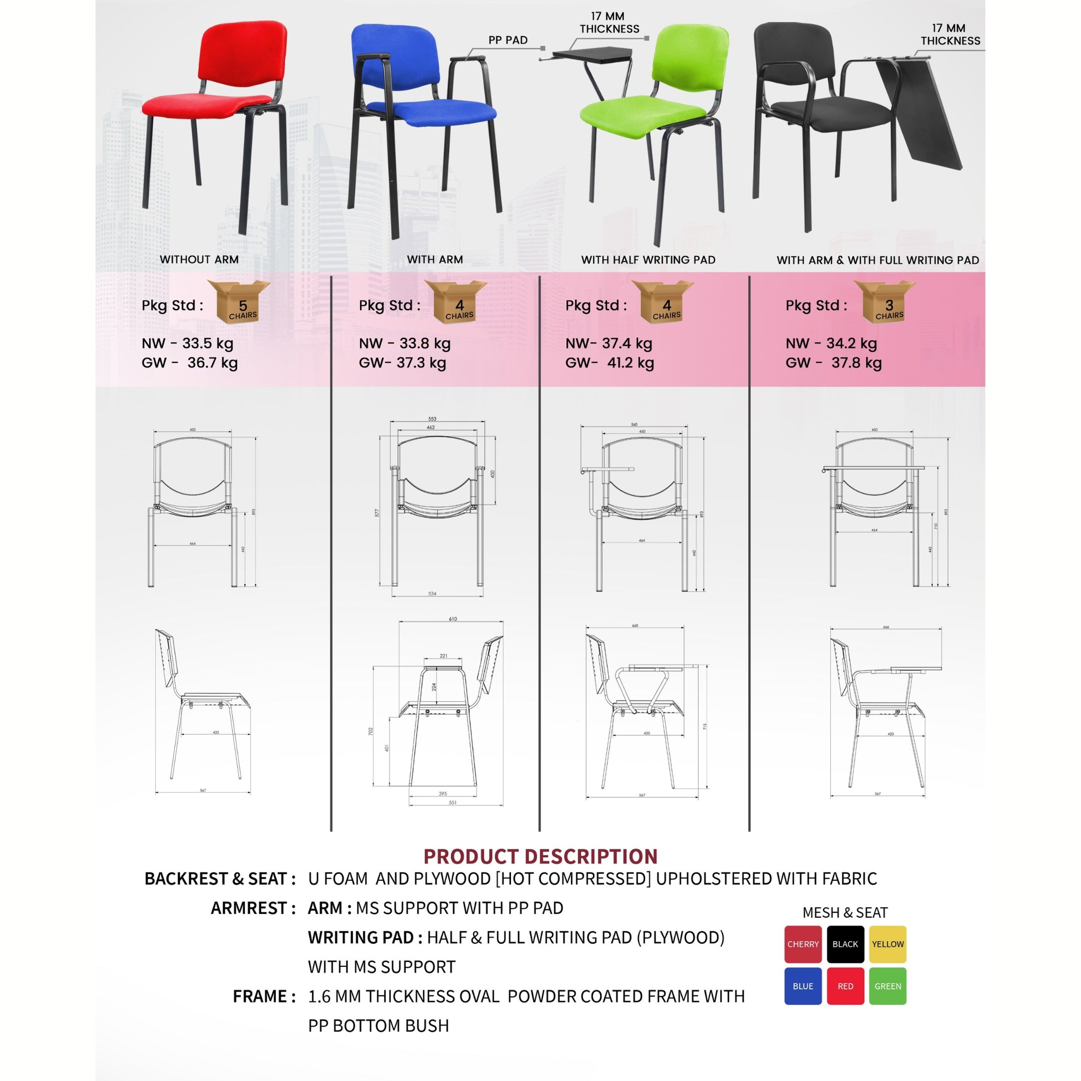 Kepler Brooks Tectra Visitor Chair with Metal Frame