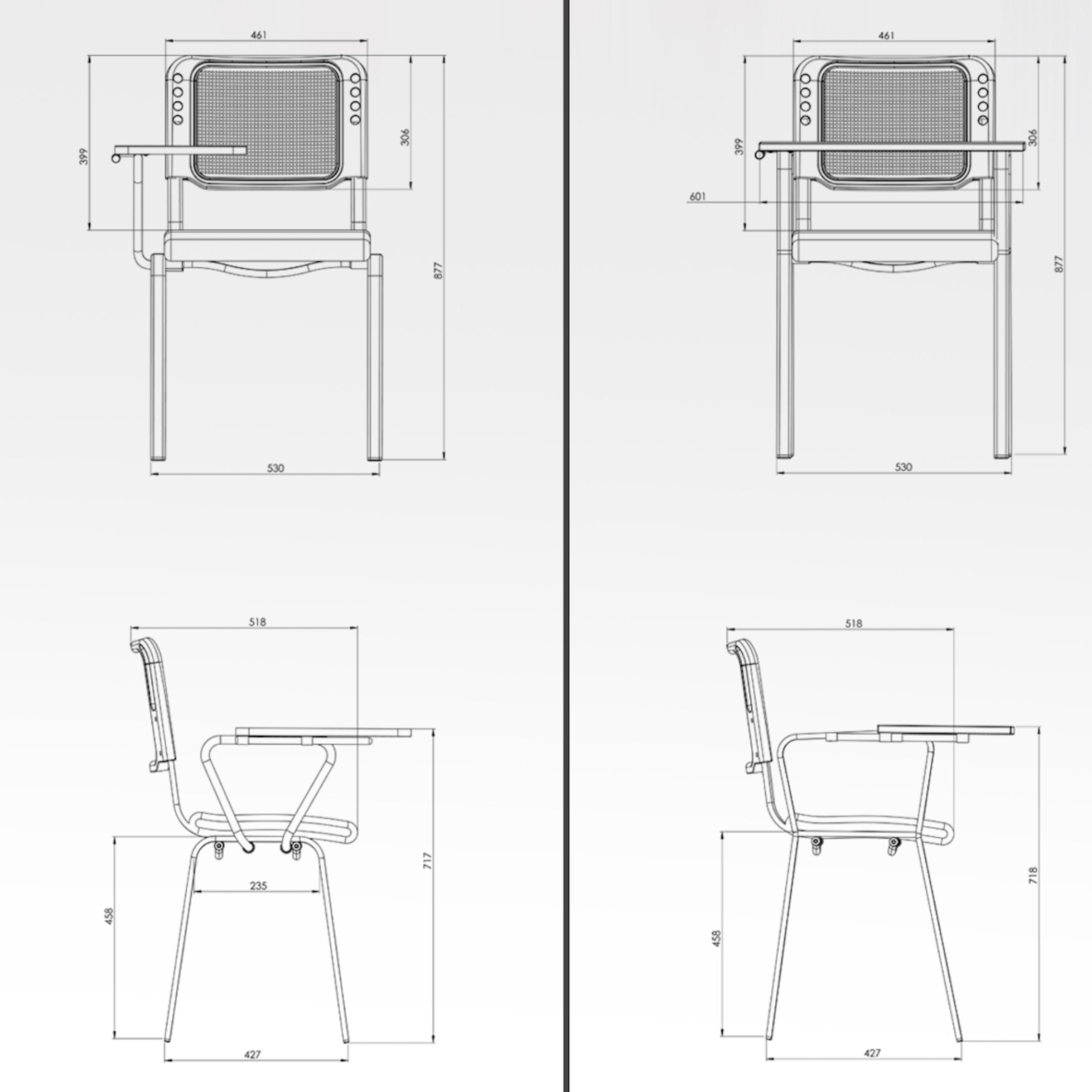 Kepler Brooks Arven Training Chair with Writing Pad