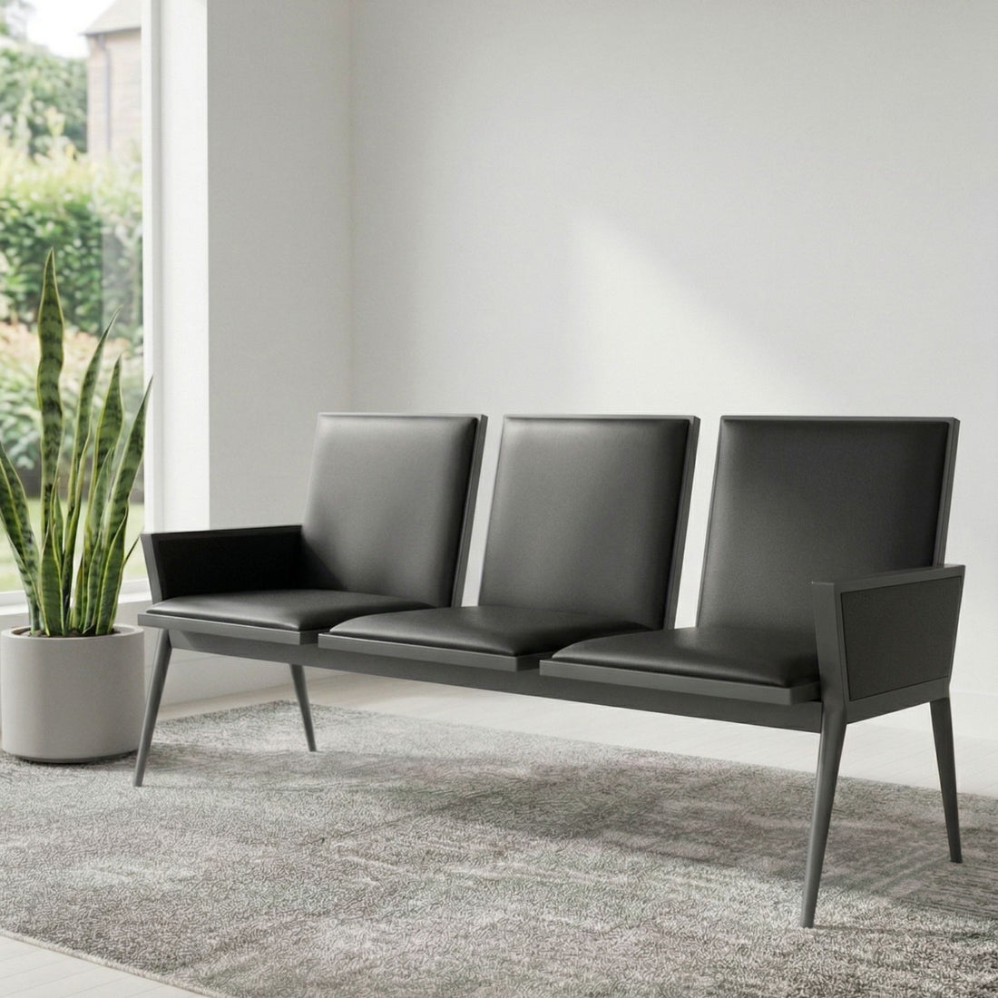 Kepler Brooks Comfy Three Seater Waiting Chair with Cushion & Arms