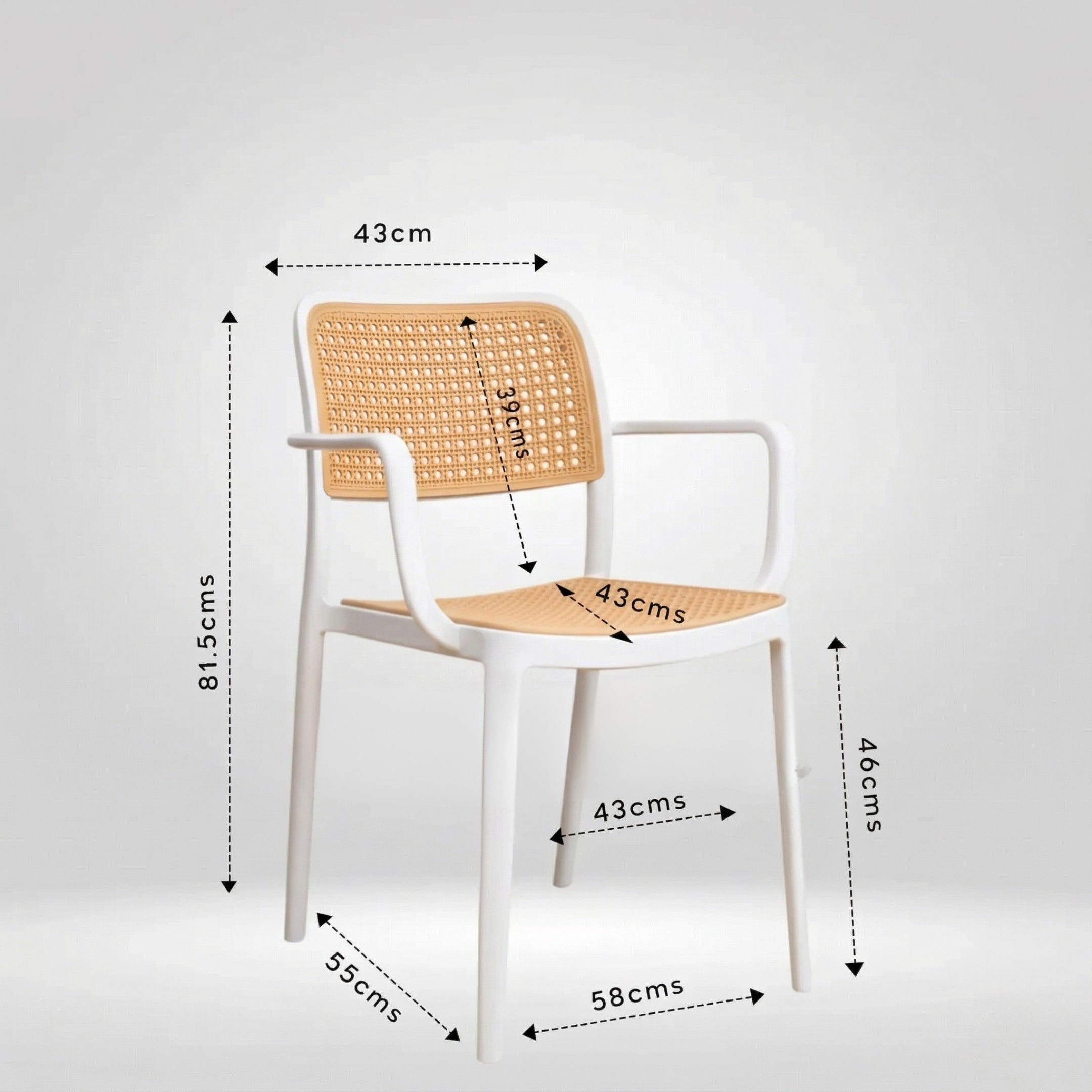 Kepler Brooks Zen Rattan Cafeteria Dining Chair with Arms