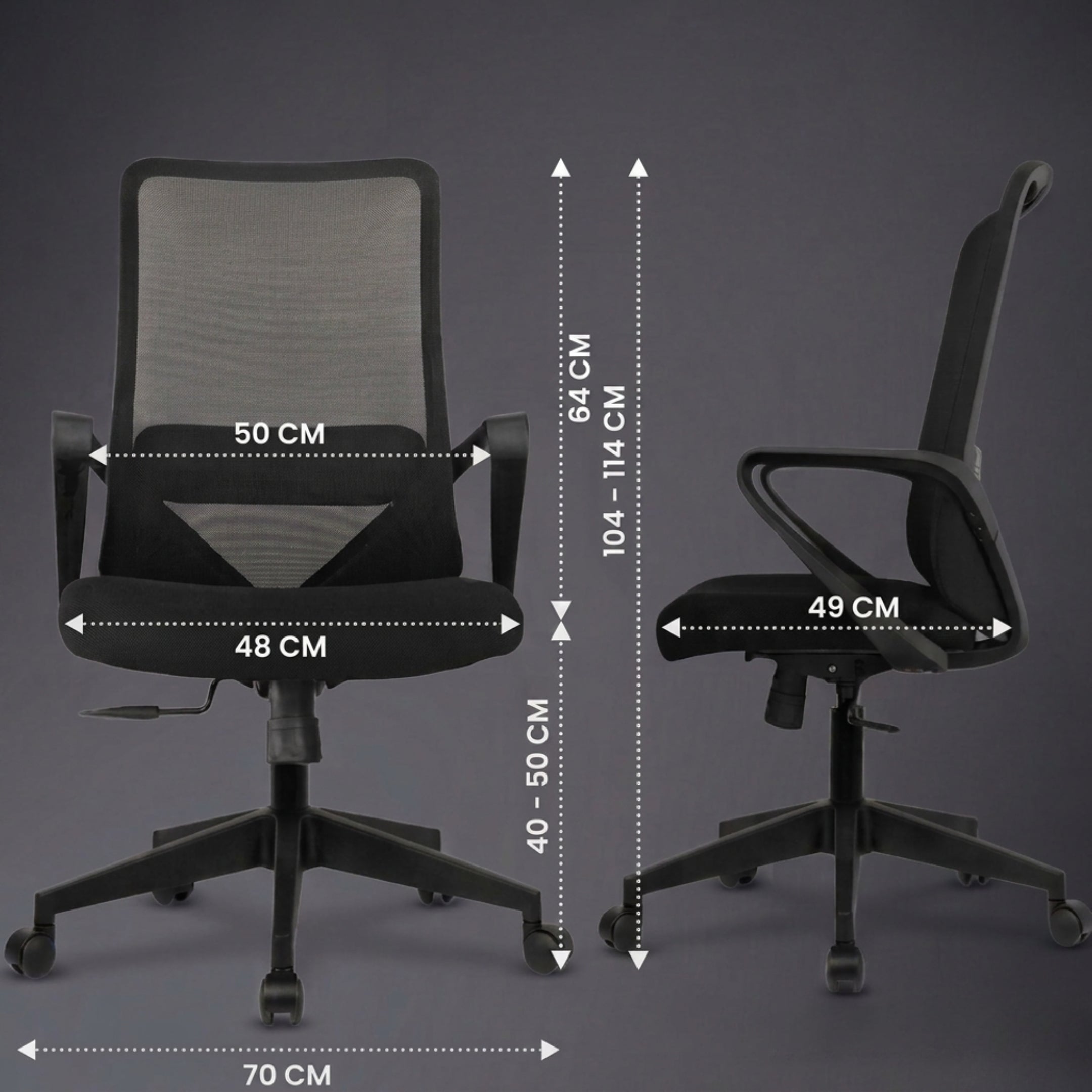 Kepler Brooks Vibe Premium Mid Back Mesh Office Chair