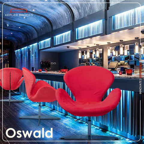 Kepler Brooks Oswald Premium Lounge Chair | Living Room Chair, Dining Room Chair, Cafeteria Chair, Home Bar Chair, Garden Chair - Red
